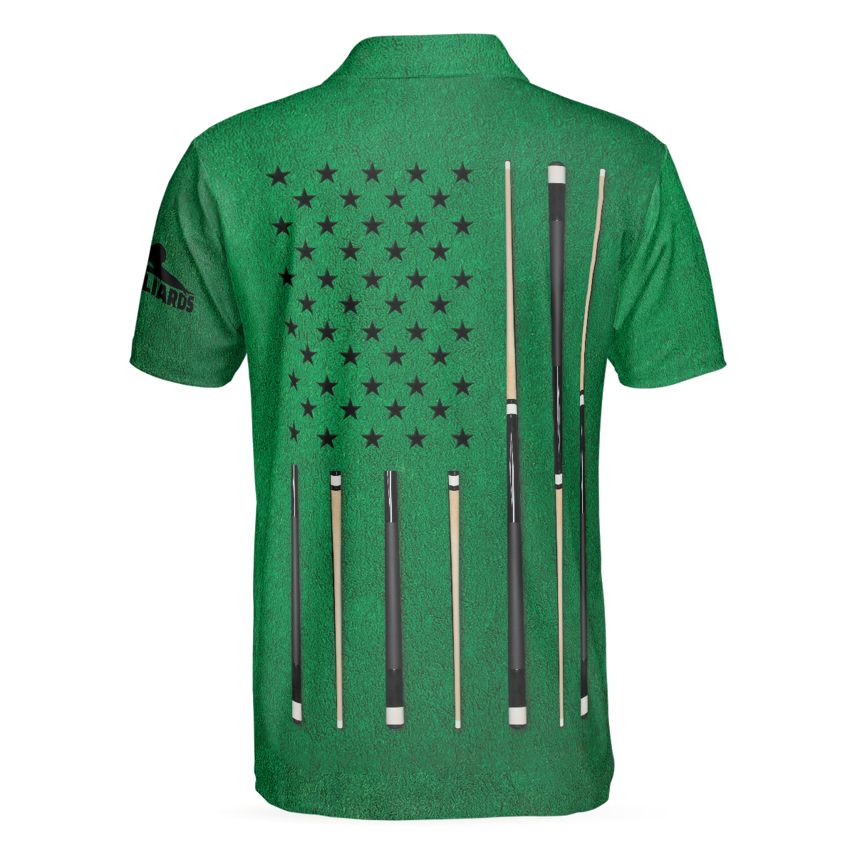 Billiards Green American Flag Polo Shirt, Unique Billiards Shirt For Men, Cool Gift For Pool Players