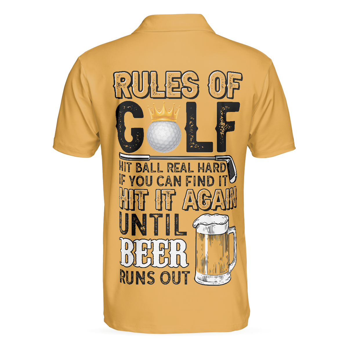 Rules Of Golf Polo Shirt, Black And Orange Golfing Shirt With Sayings, Cool Golf Gift For Beer Lovers