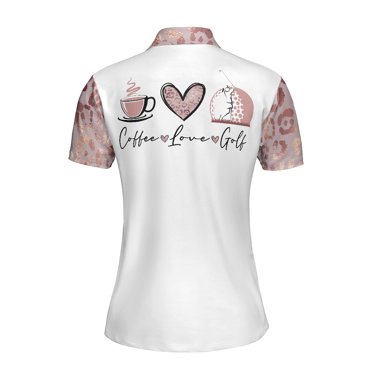 Coffee Love Golf Leopard Pattern Short Sleeve Women Polo Shirt