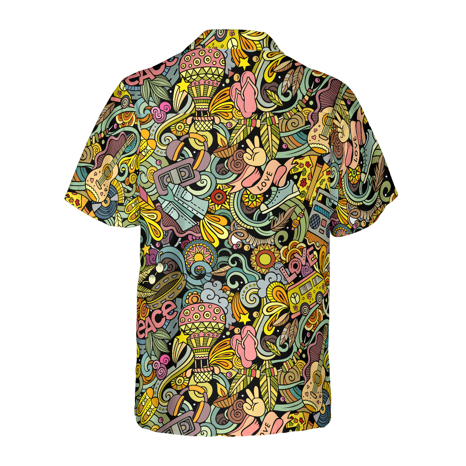 Hippie Style Doodles Illustration Hawaiian Shirt