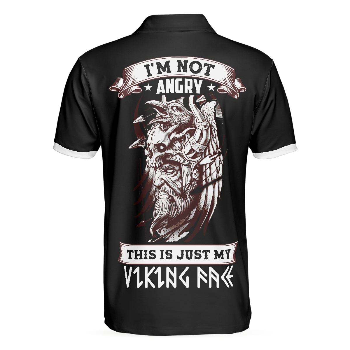 I'm Not Angry This Is Just My Viking Face Polo Shirt, Cool Black Viking Shirt For Men
