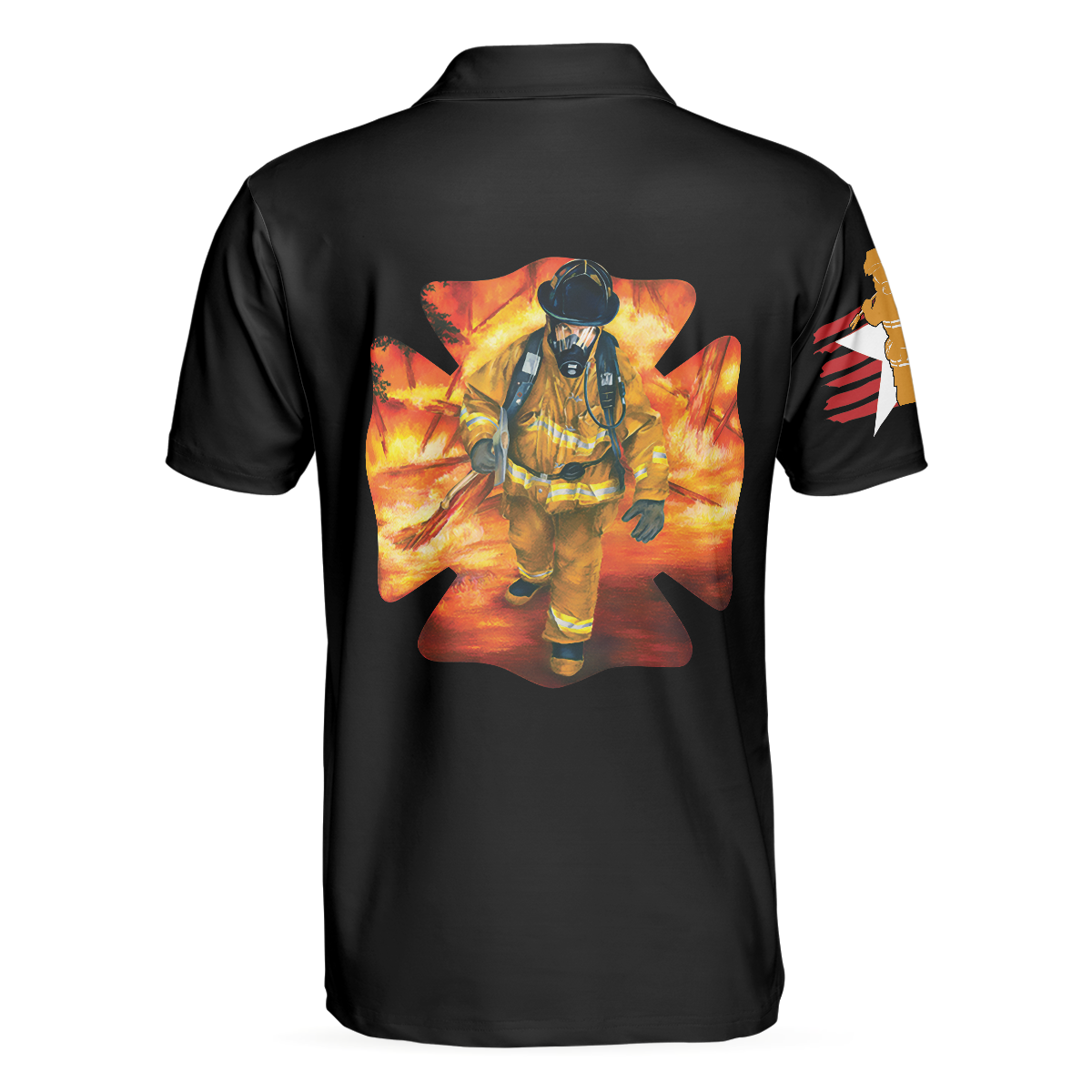 American Firefighter Polo Shirt, Black Firefighter Shirt For Men, Cool Gift For Firefighters