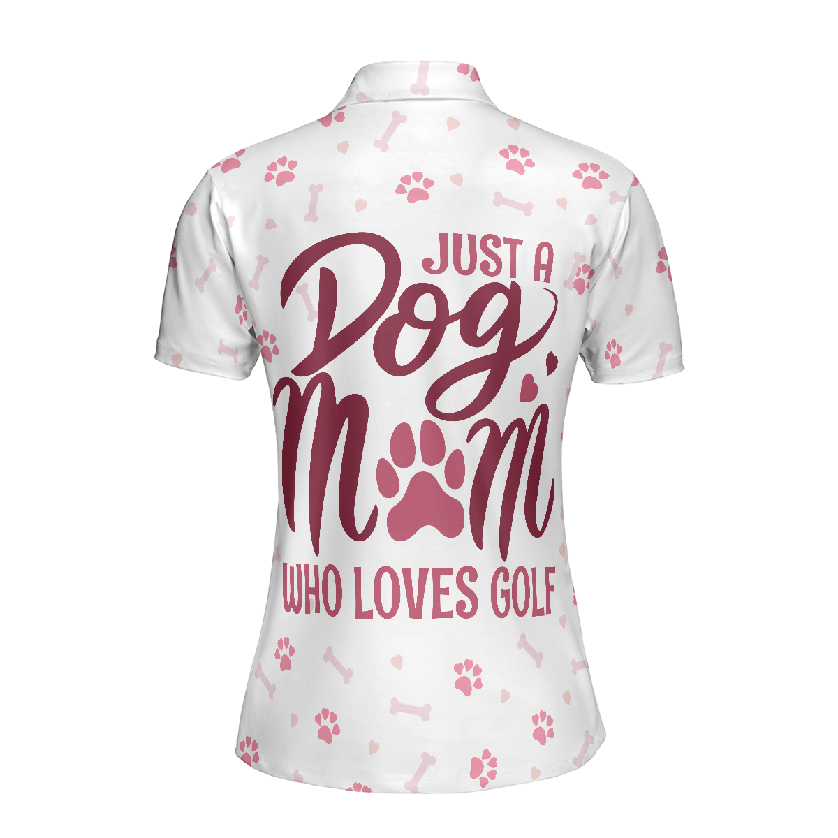 Just A Dog Mom Who Loves Golf Short Sleeve Women Polo Shirt, White And Pink Golf Shirt, Golf Gift For Dog Lovers