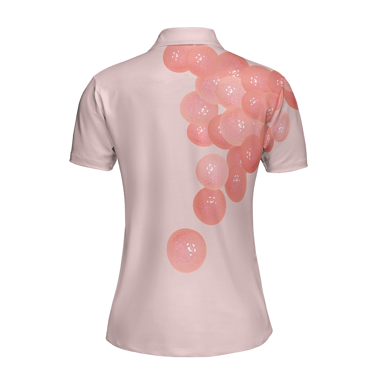 Pink Golf Balls Pattern Short Sleeve Women Polo Shirt, Thoughtful Golfing Shirt For Ladies, Best Golf Gift