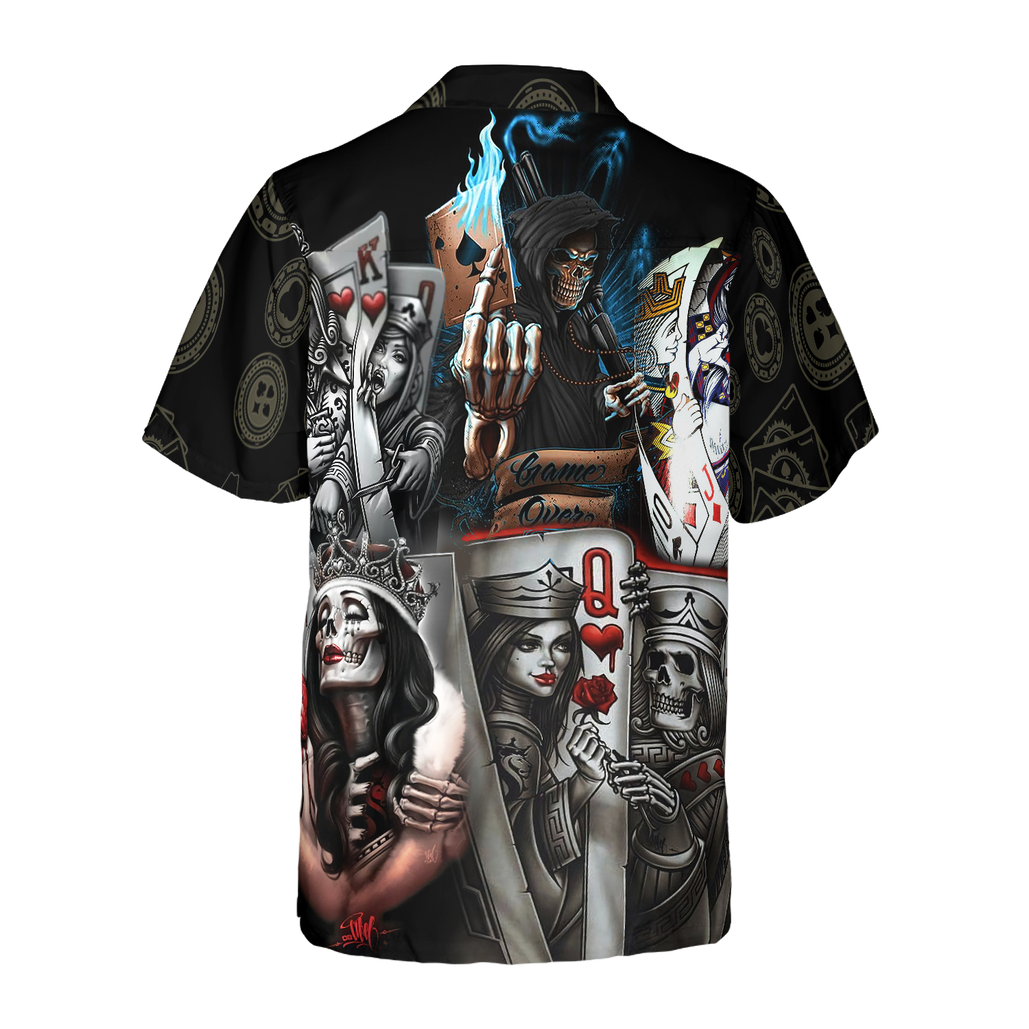 Poker And Skulls Shirt For Men Hawaiian Shirt