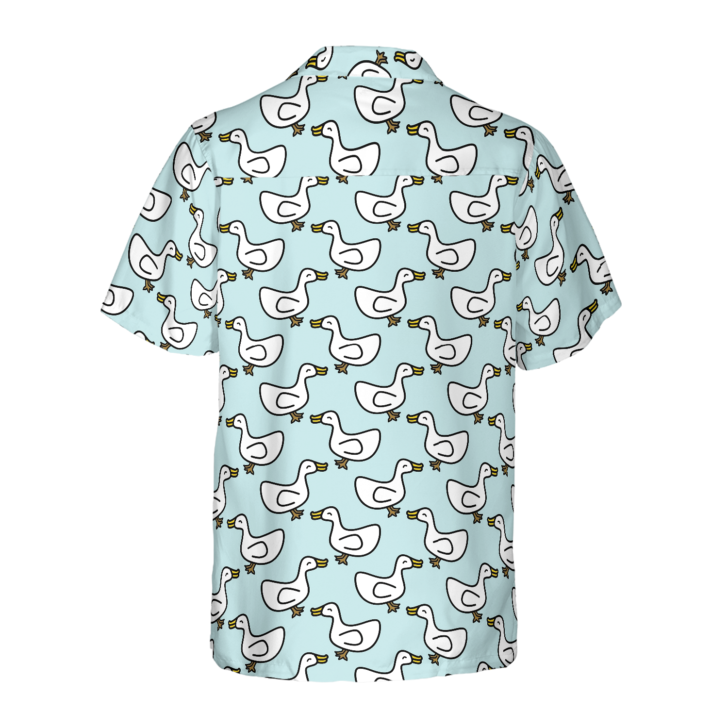 White Duck Cartoon In Blue Hawaiian Shirt