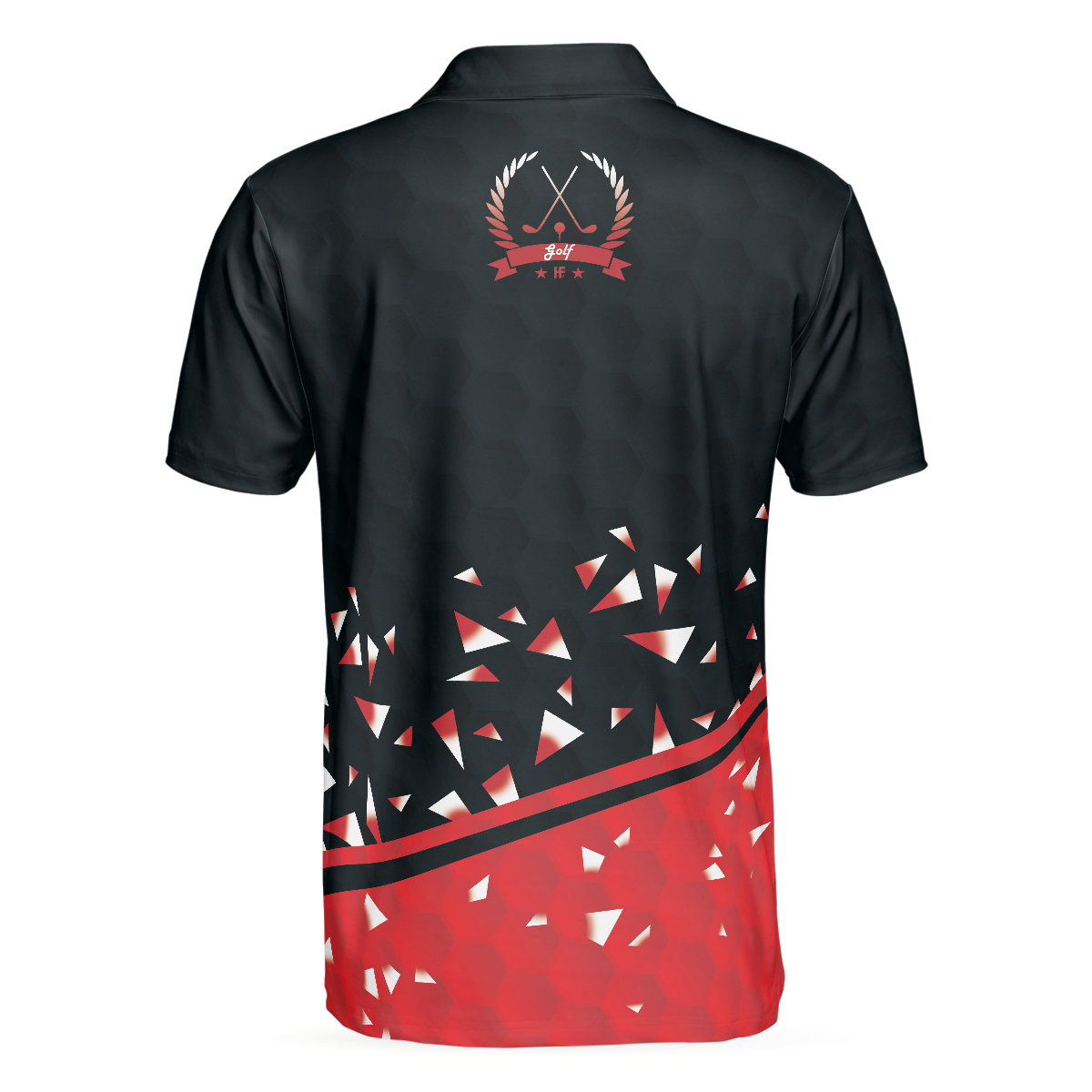 Sporty Golf Breaker Red And Black Golf Polo Shirt, Red And White Triangle Pattern Shirt Design, Best Golf Gift Idea