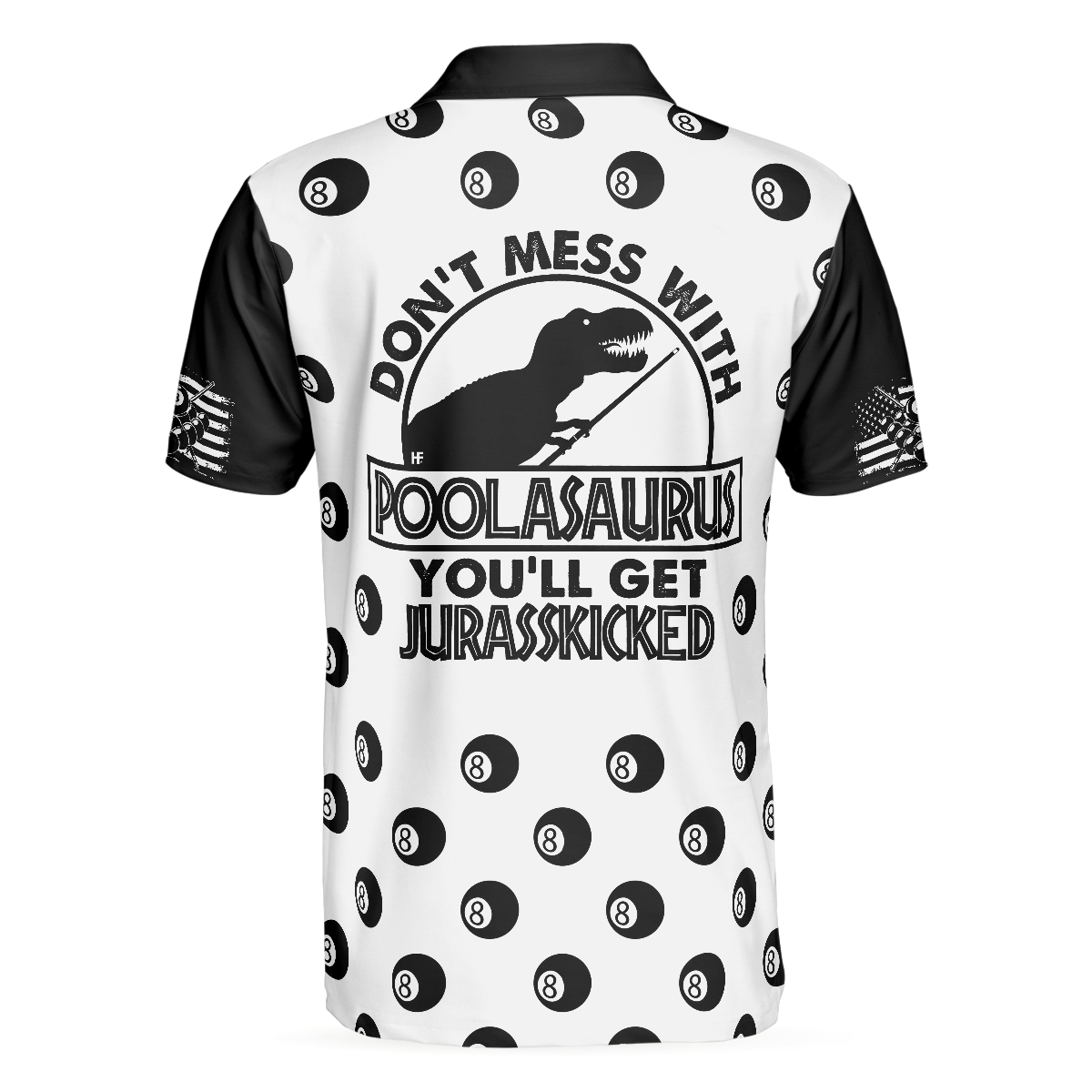 Don't Mess With Poolasaurus Polo Shirt, Billiards Ball Pattern Shirt For Male Players, Simple Billiards Shirt Design