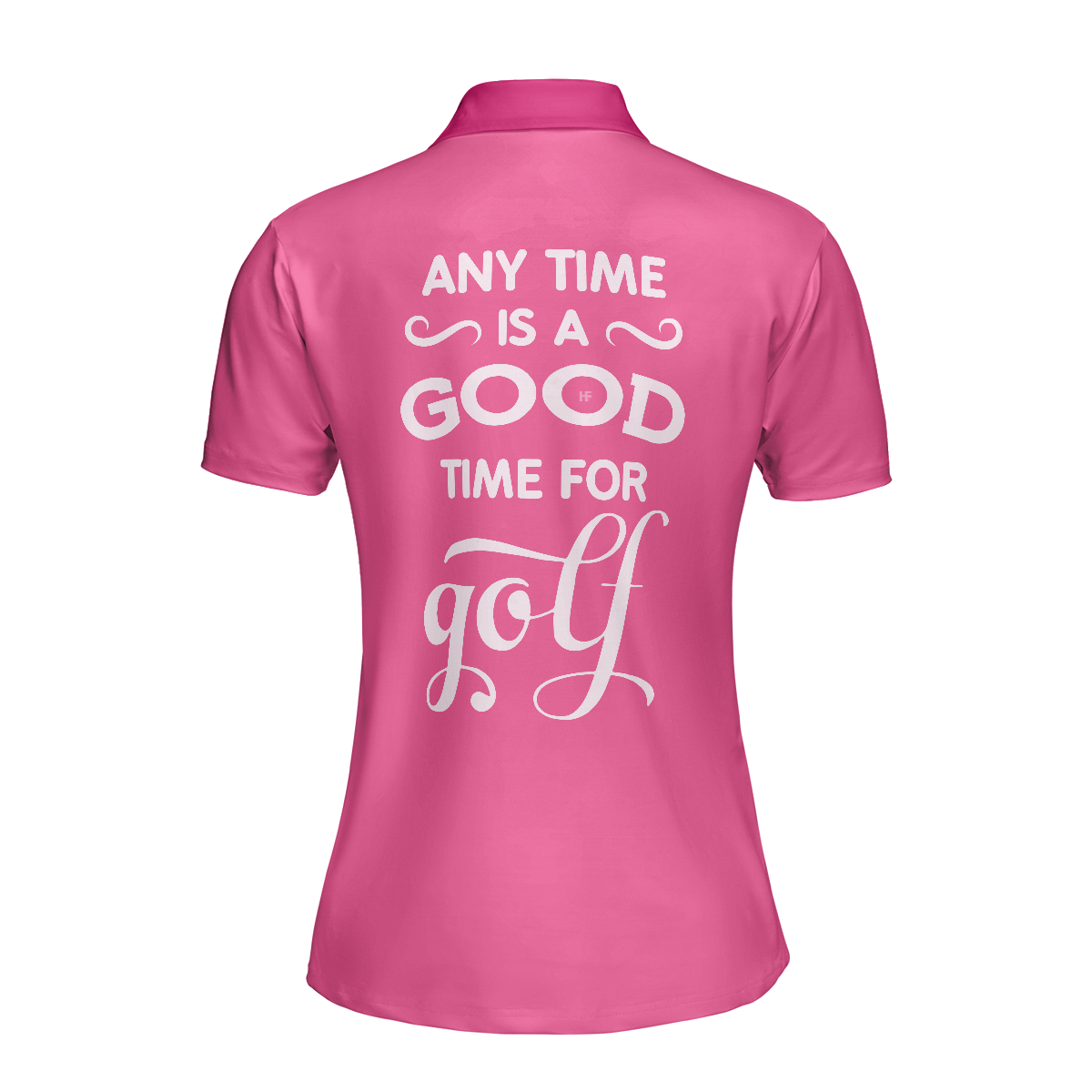 Anytime Is A Good Time For Golf Short Sleeve Women Polo Shirt, Pink Argyle Pattern Golf Shirt For Female Golfers