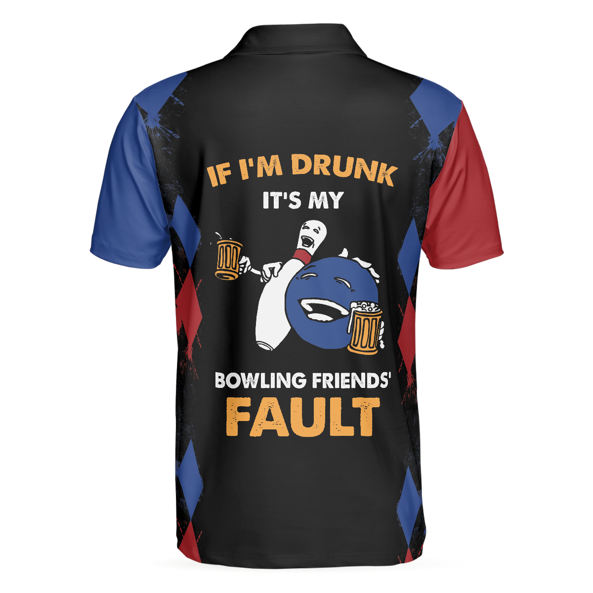Bowling If I'm Drunk Polo Shirt, Argyle Pattern Polo Shirt Design, Funny Bowling Shirt For Male Players