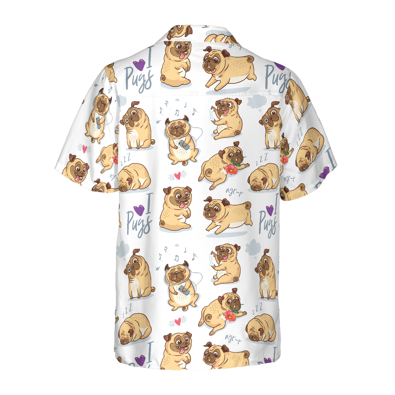 Cute Funny Pugs Shirt For Men Hawaiian Shirt