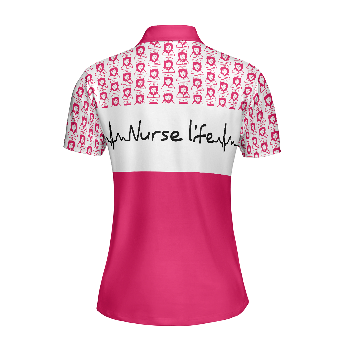 Plan For The Day Nurse Life Short Sleeve Women Polo Shirt, Pink And White Nurse Vibes Shirt For Women
