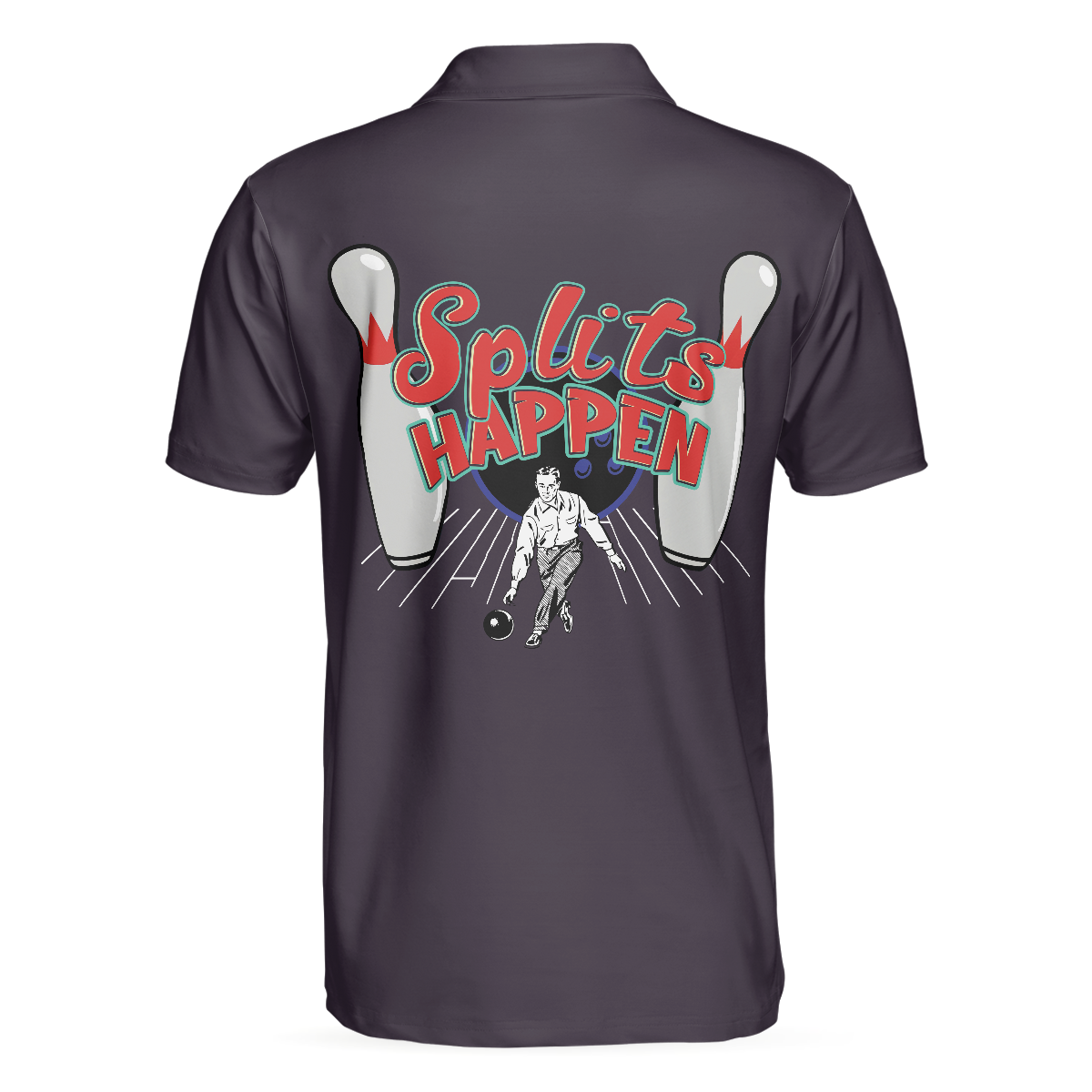 Splits Happen Bowling Polo Shirt, Plaid Pattern Polo Bowling Style Shirt For Male Bowlers, Simple Shirt Design