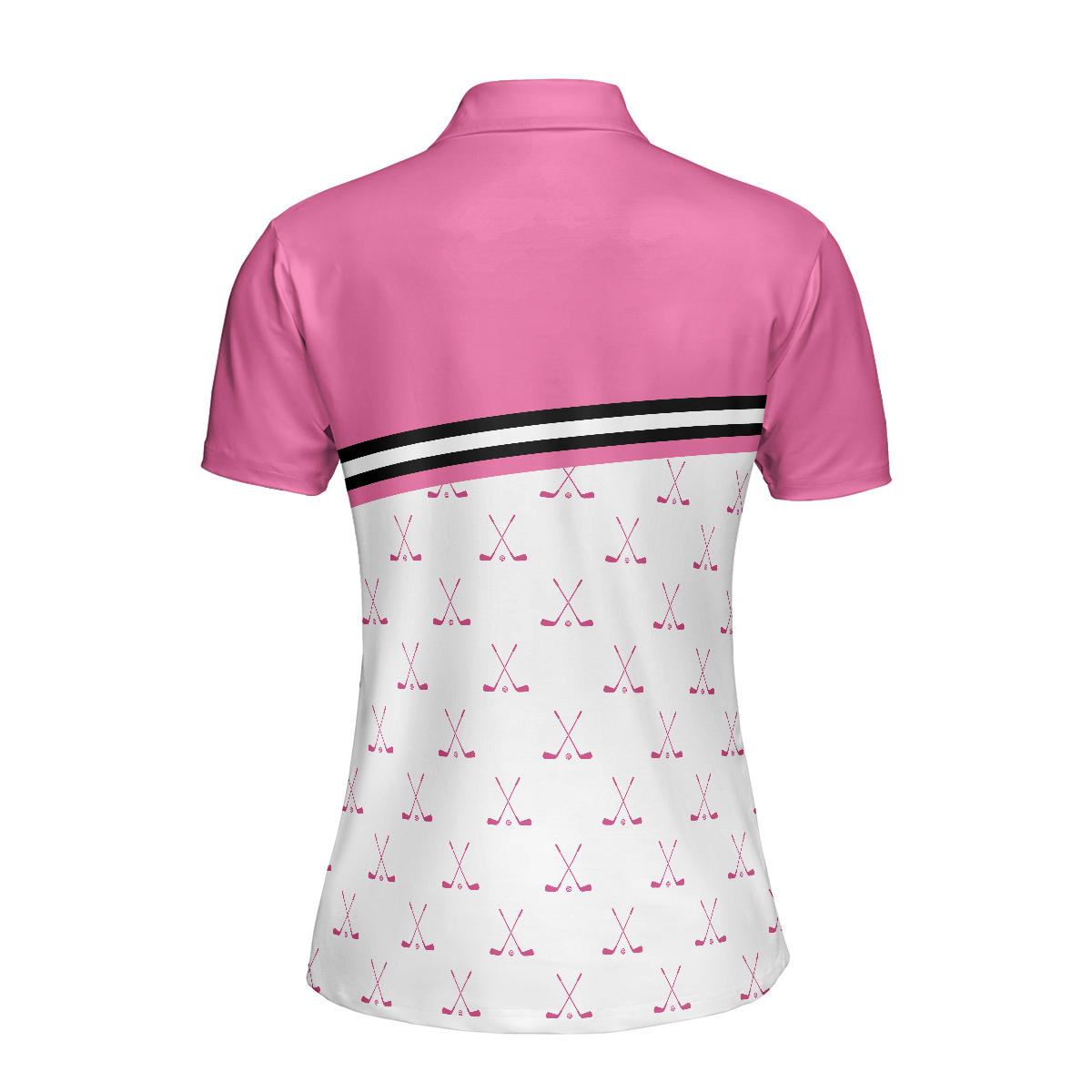 Crossed Pink Golf Clubs Golf Short Sleeve Women Polo Shirt