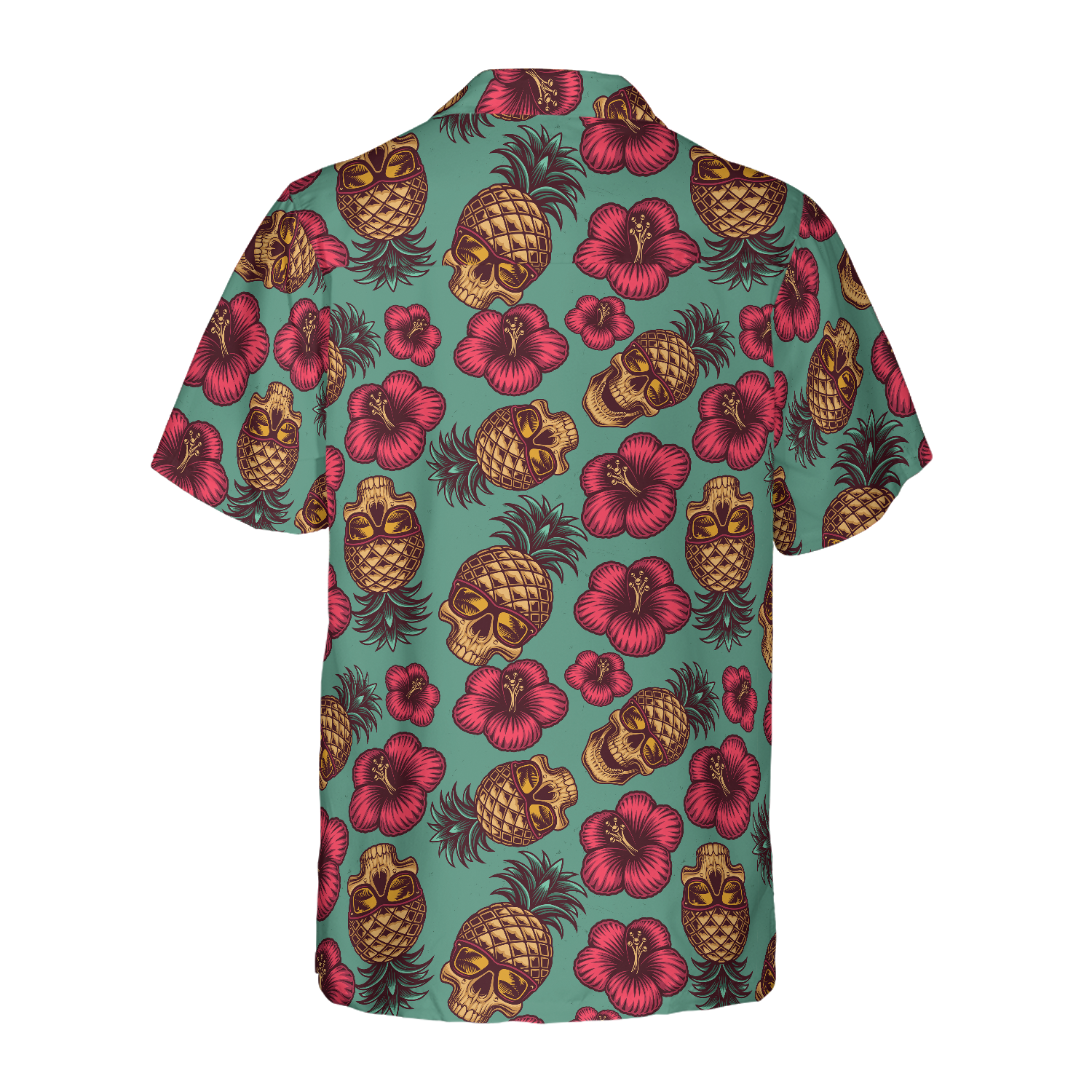 Retro Pineapple Skull Pattern Hawaiian Shirt