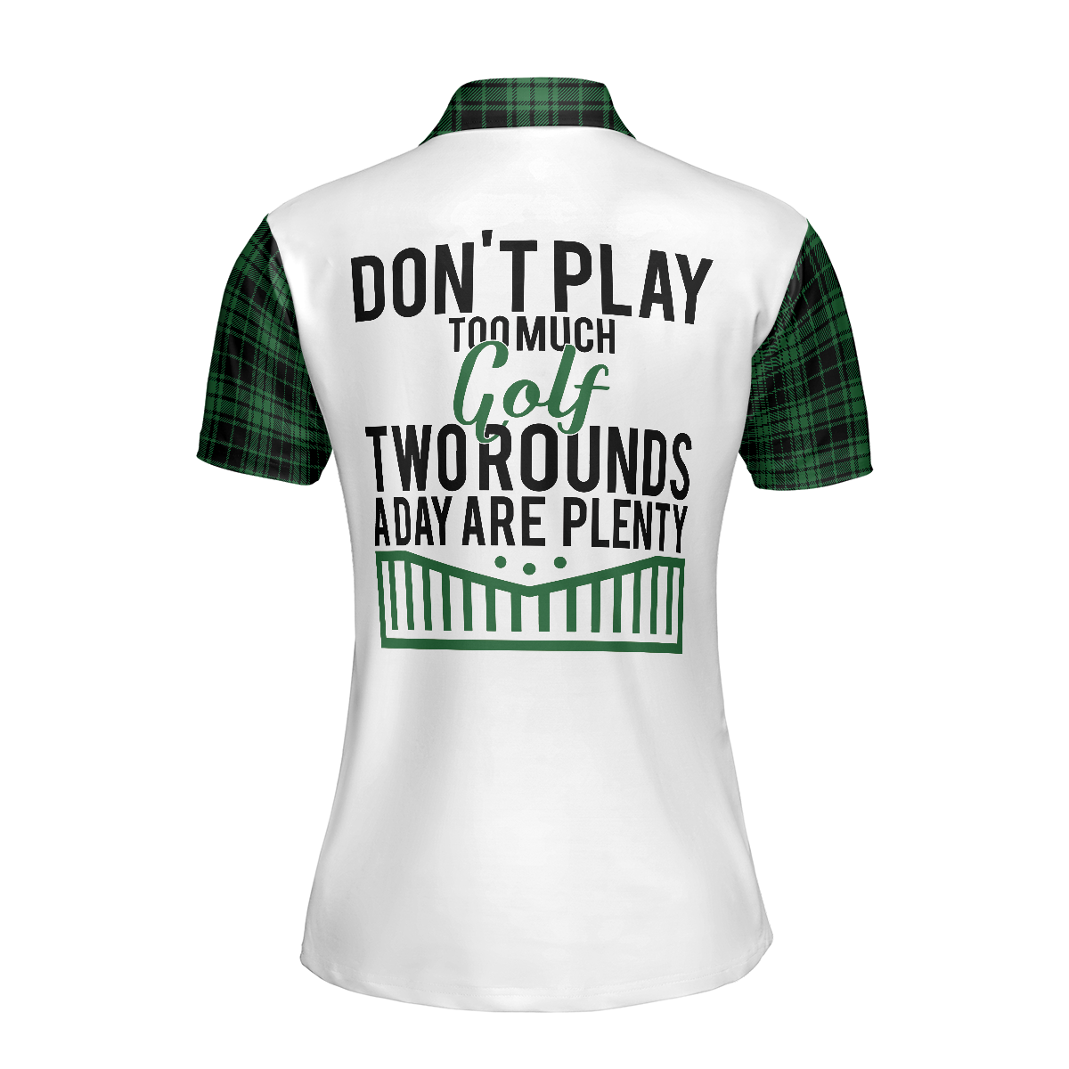 Don't Play Too Much Golf Short Sleeve Women Polo Shirt, Green Plaid Pattern Shirt For Women, Best Golf Gift Idea