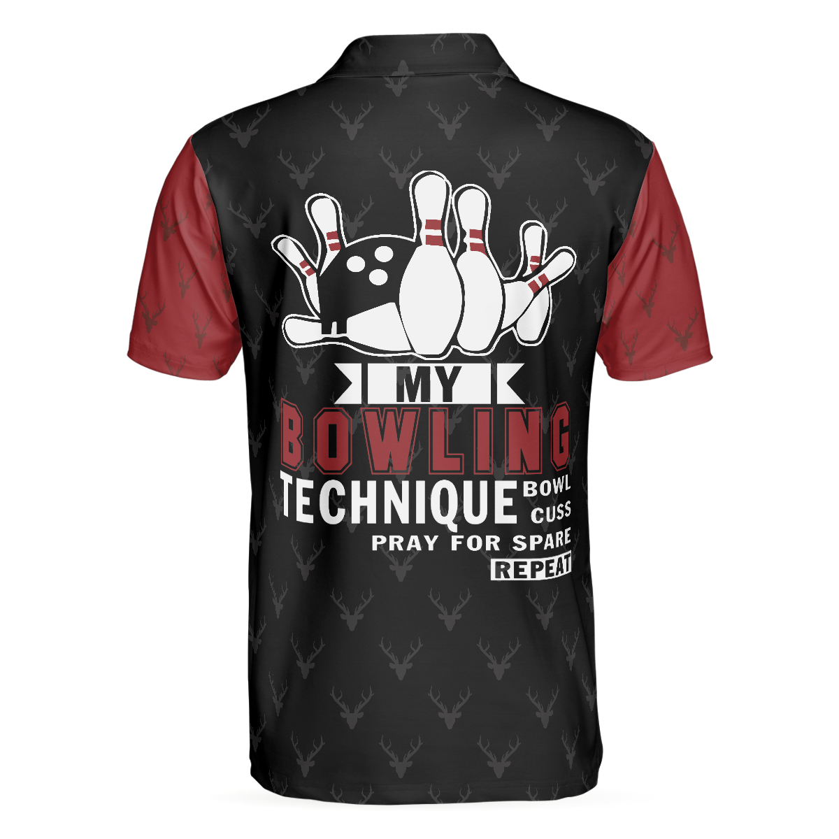 My Bowling Technique Illinois Bowling Polo Shirt, Red And Black Bowling Shirt For Men