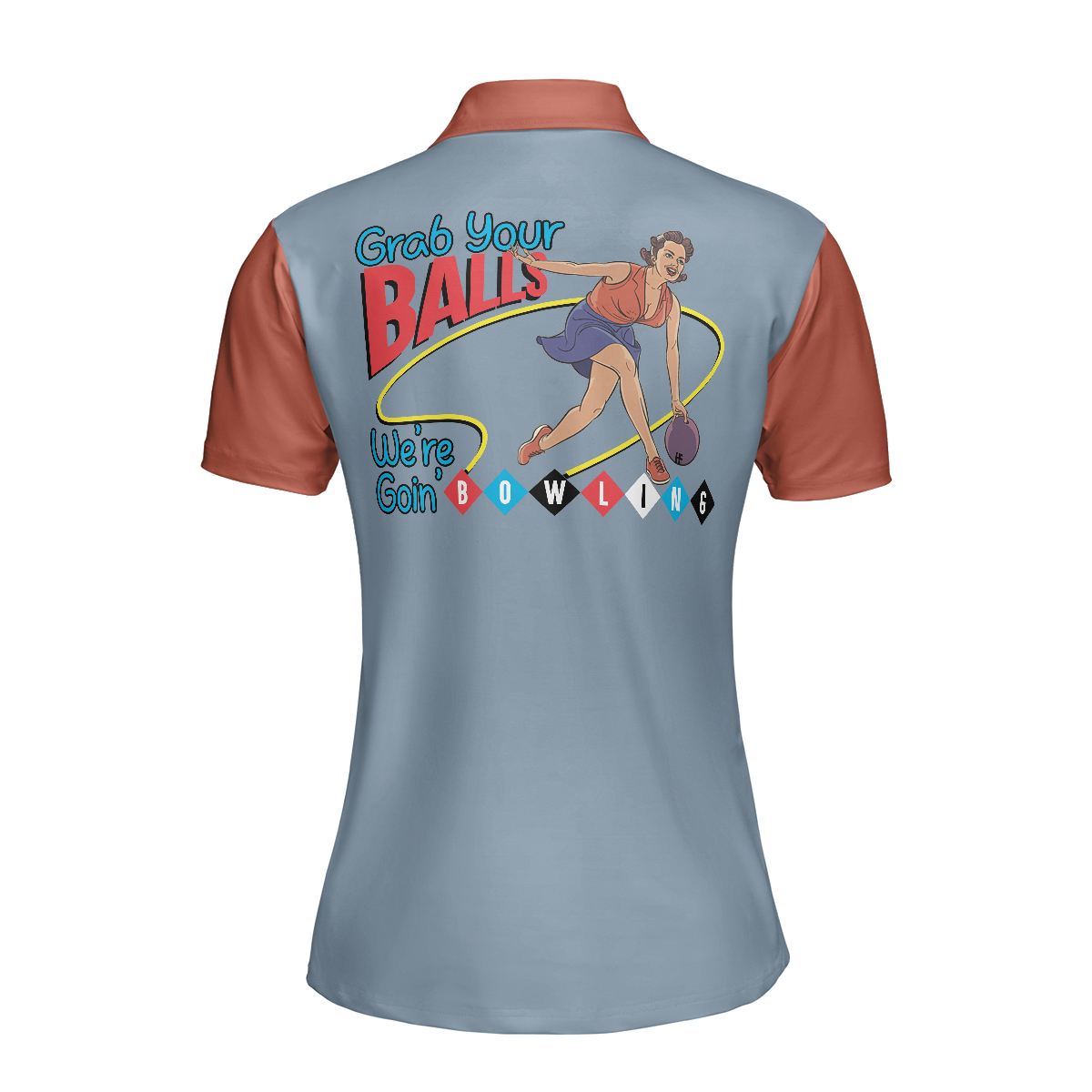 Grab Your Balls We Are Going Bowling V2 Short Sleeve Women Polo Shirt, Best Bowling Polo Shirt Design For Ladies