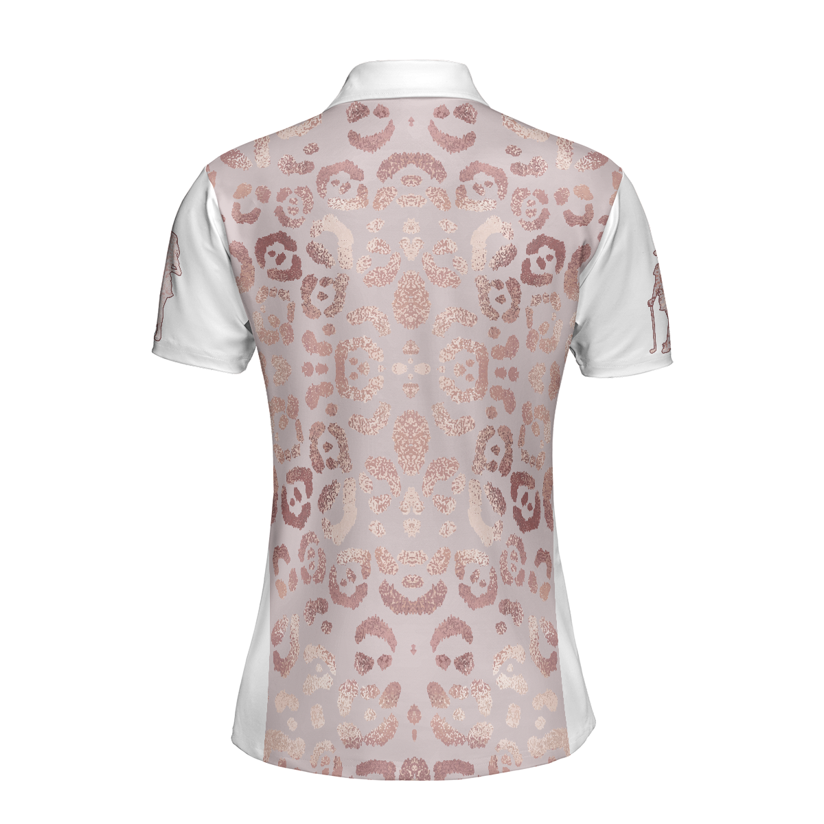 Rose Gold Leopard Print Short Sleeve Women Polo Shirt