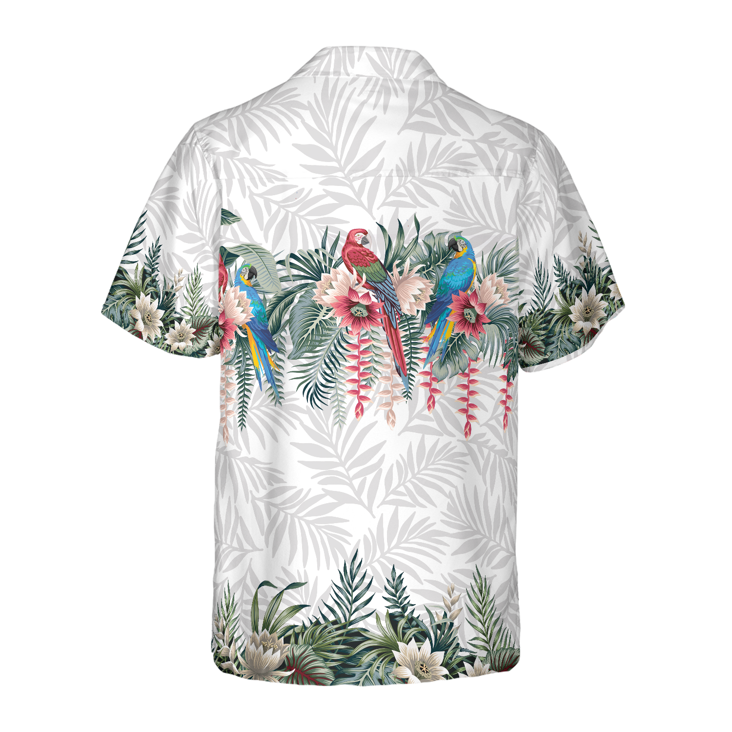 Vintage Botanical Lotus And Macaw Parrot Hawaiian Shirt