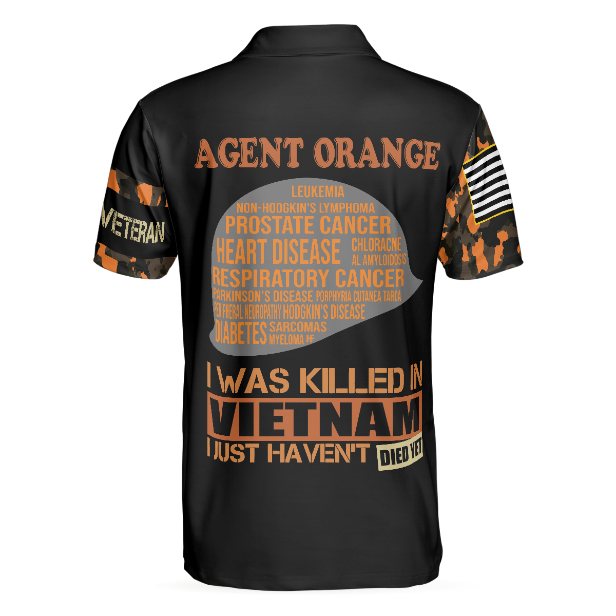The War Is Over But The Battle Continues Agent Orange Dioxin Polo Shirt, American Flag Golf Shirt