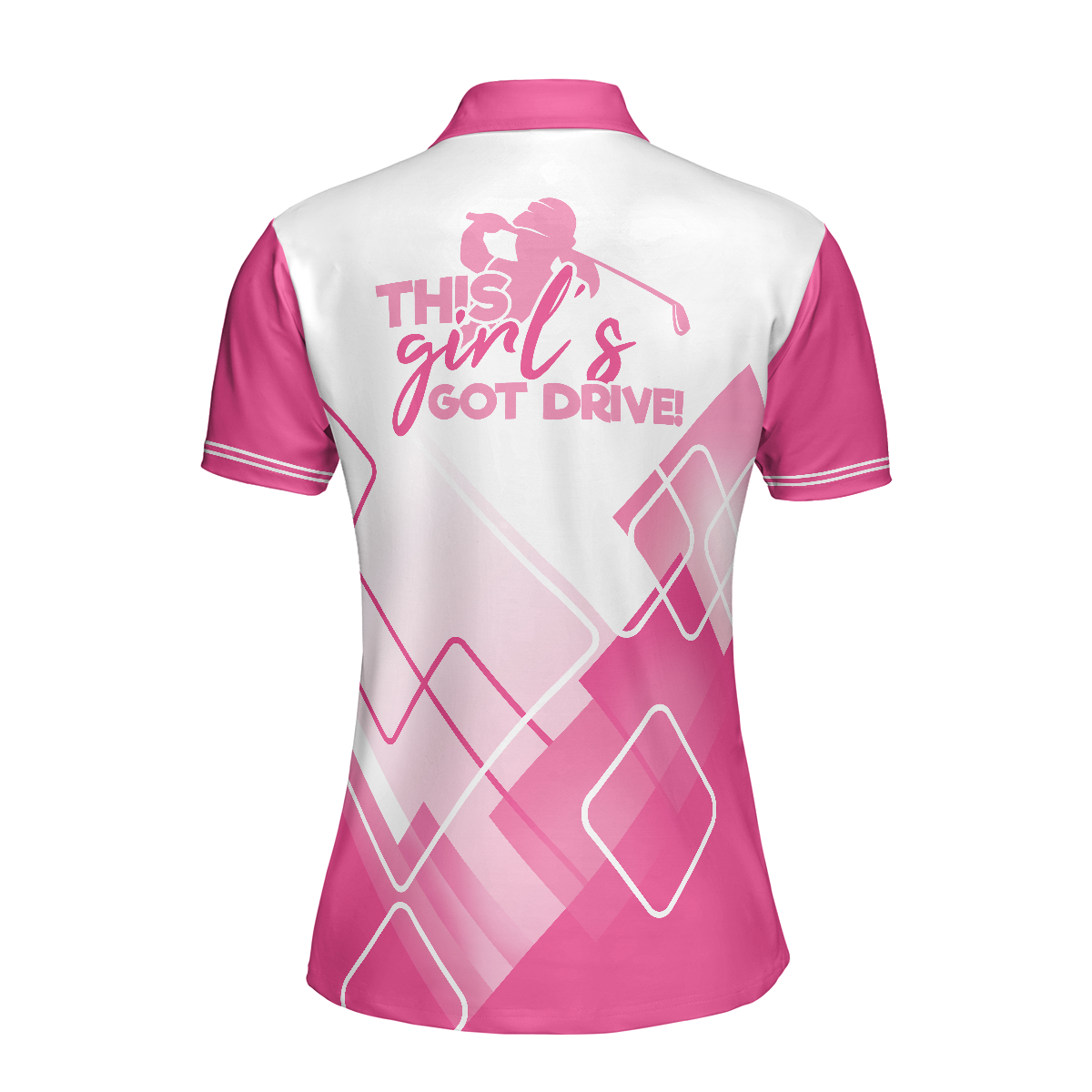 This Girl's Got Drive Pink Golf Short Sleeve Women Polo Shirt, Pink Pattern Golfing Shirt, , Female Golf Gift