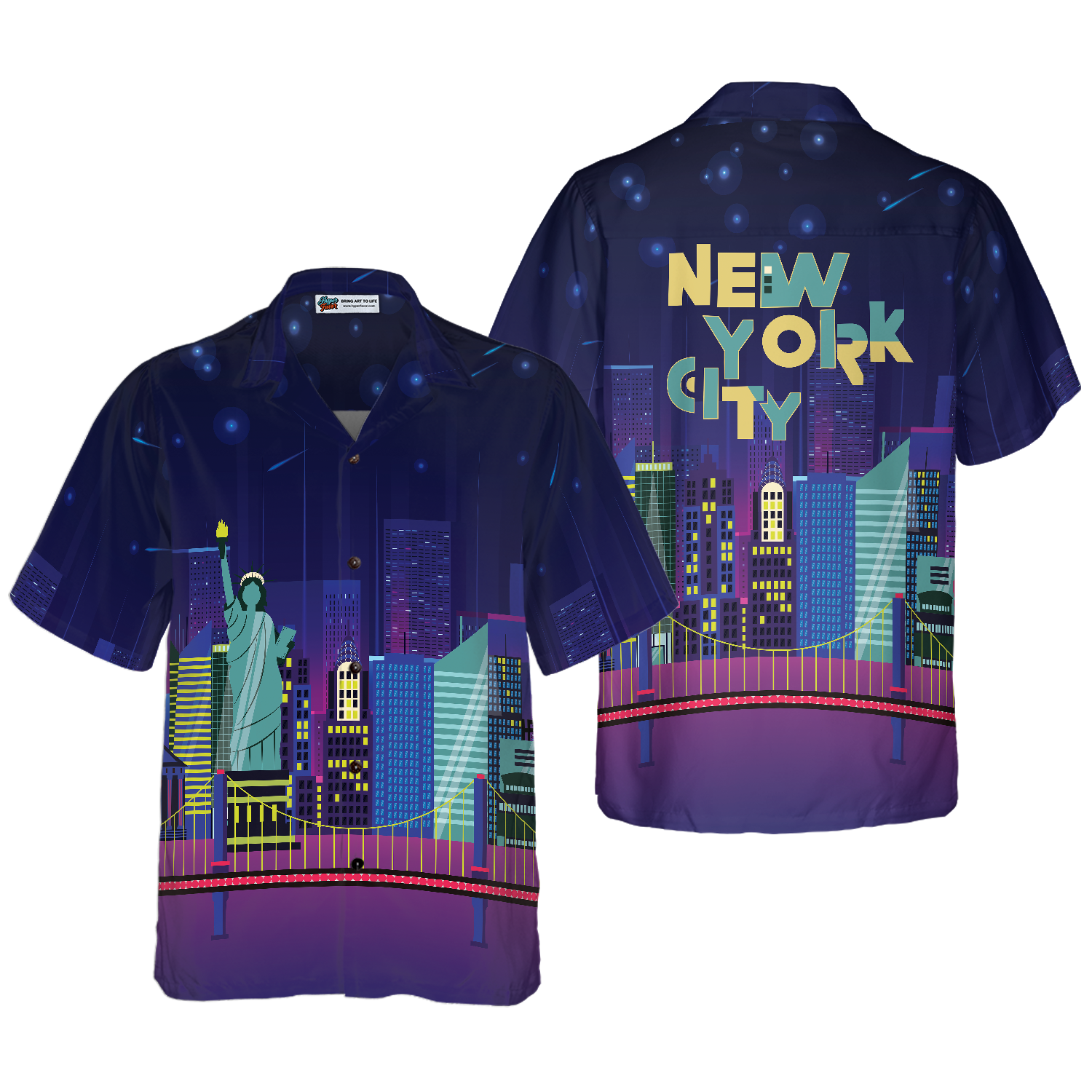 New York City By Night Hawaiian Shirt