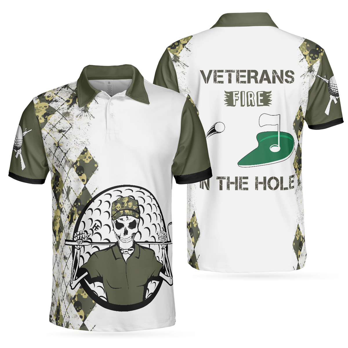Veteran Fire In The Hole Polo Shirt, Veteran Themed Golfing Polo Shirt For Male Golfers, Argyle Shirt