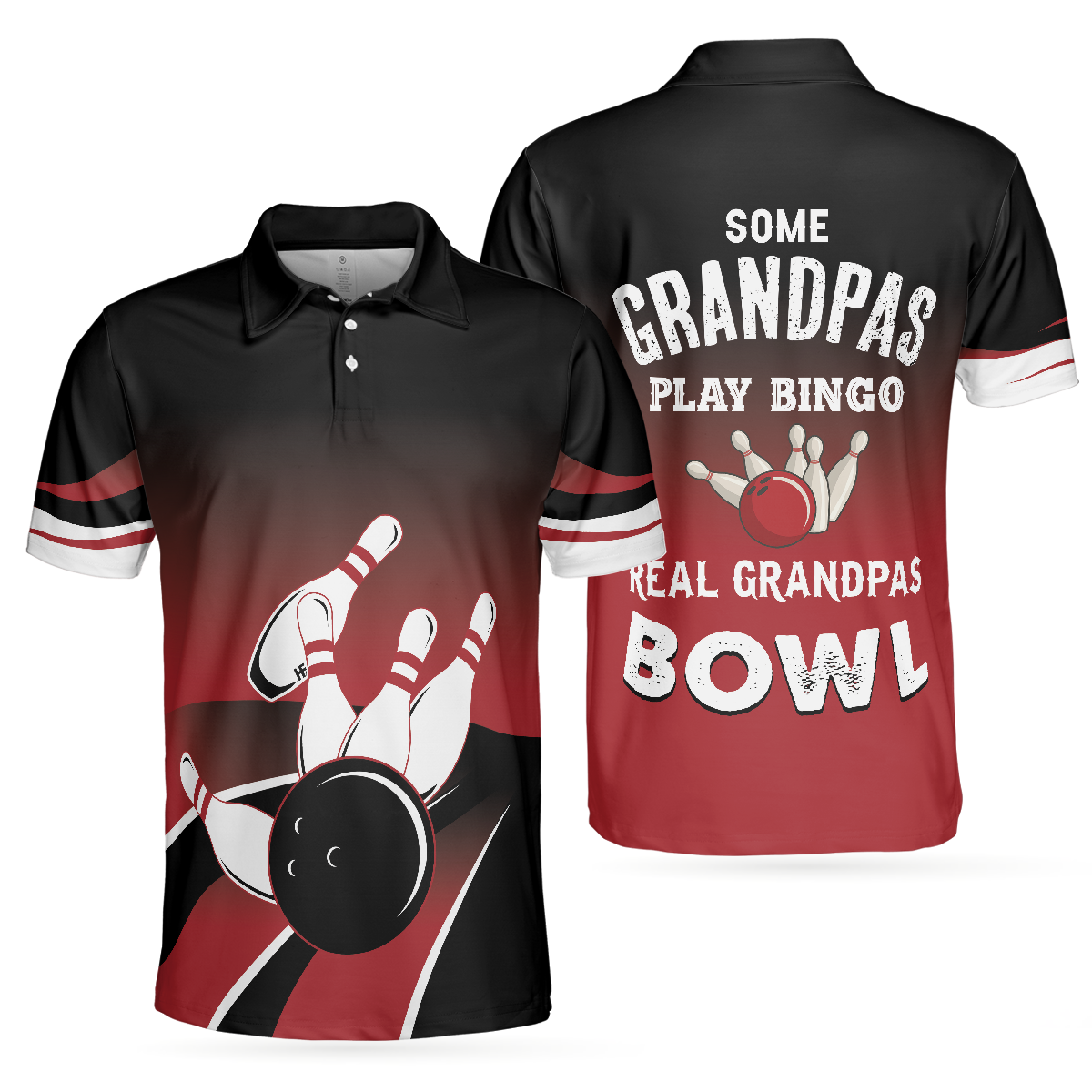Some Grandpas Play Bingo Real Grandpas Bowl Bowling Polo Shirt, Gift Idea For Bowling Fan Dad, Bowling Shirt For Men