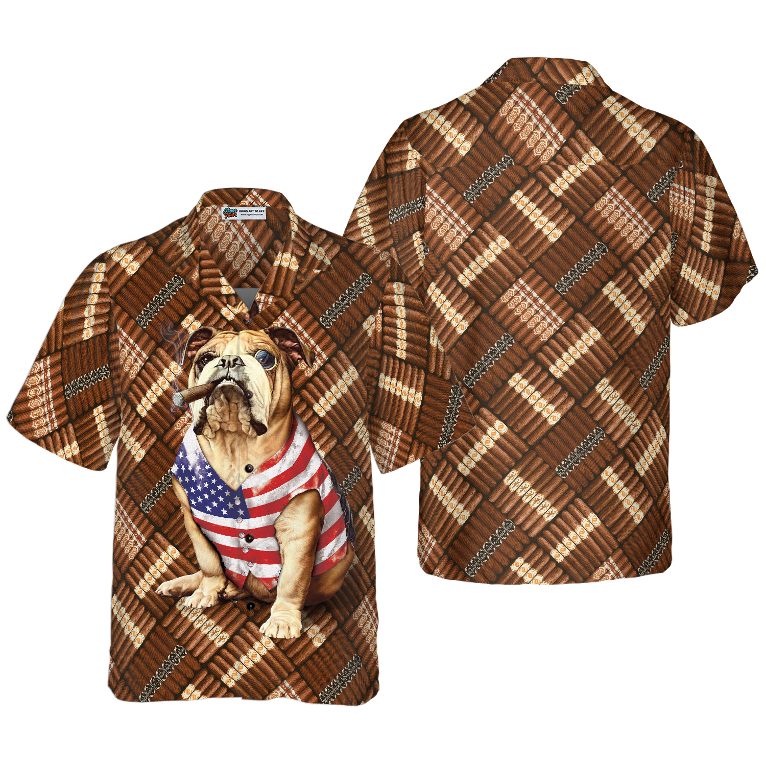 Cigar And American Bulldog Shirt For Men Hawaiian Shirt