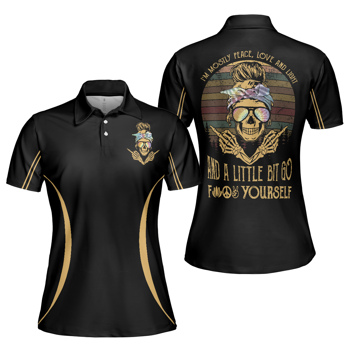 Peace Love And Light Vintage Sunset V2 Short Sleeve Women Polo Shirt