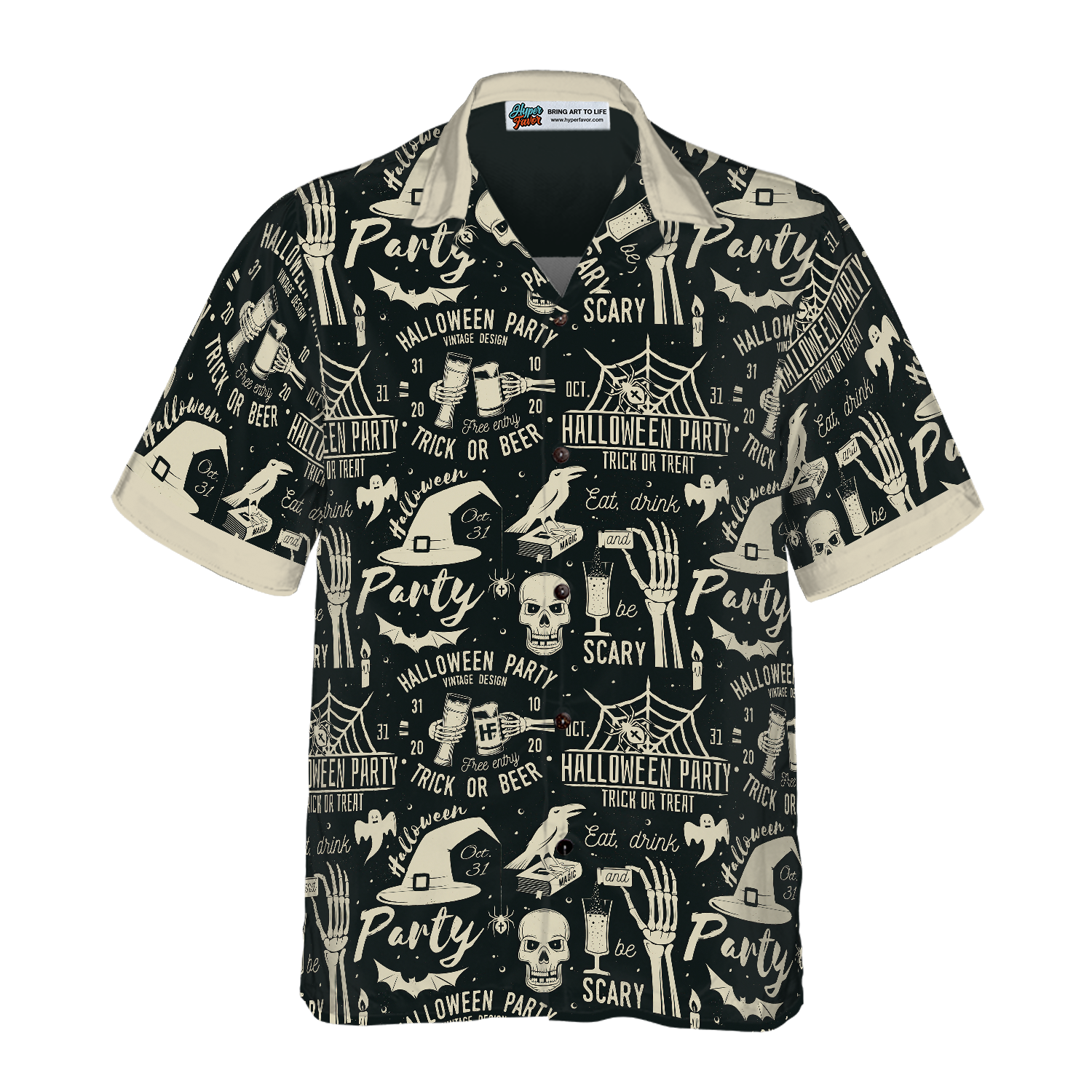 Retro Halloween Beer Party Hawaiian Shirt