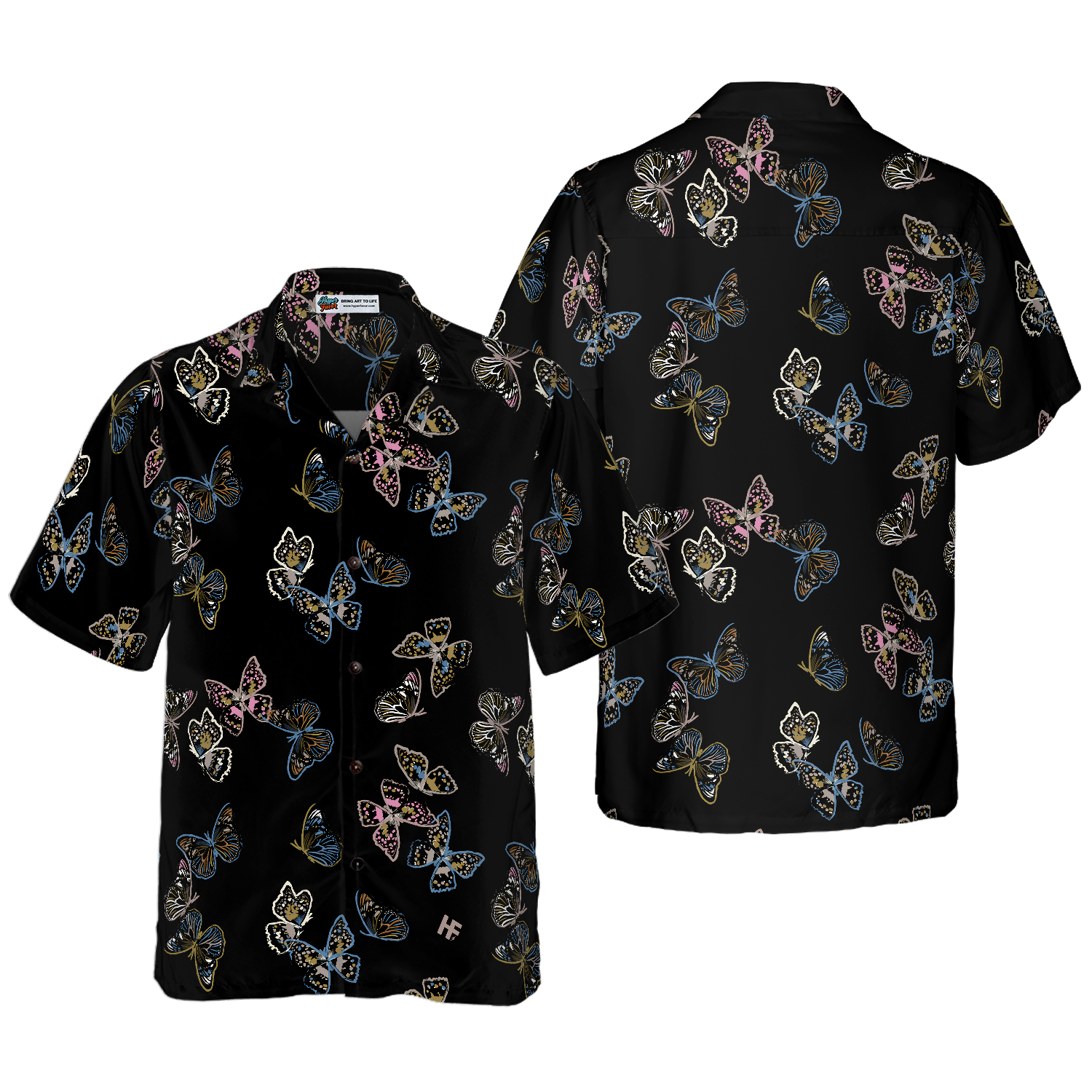 Paint Brush Butterflies Shirt For Men Paint Hawaiian Shirt
