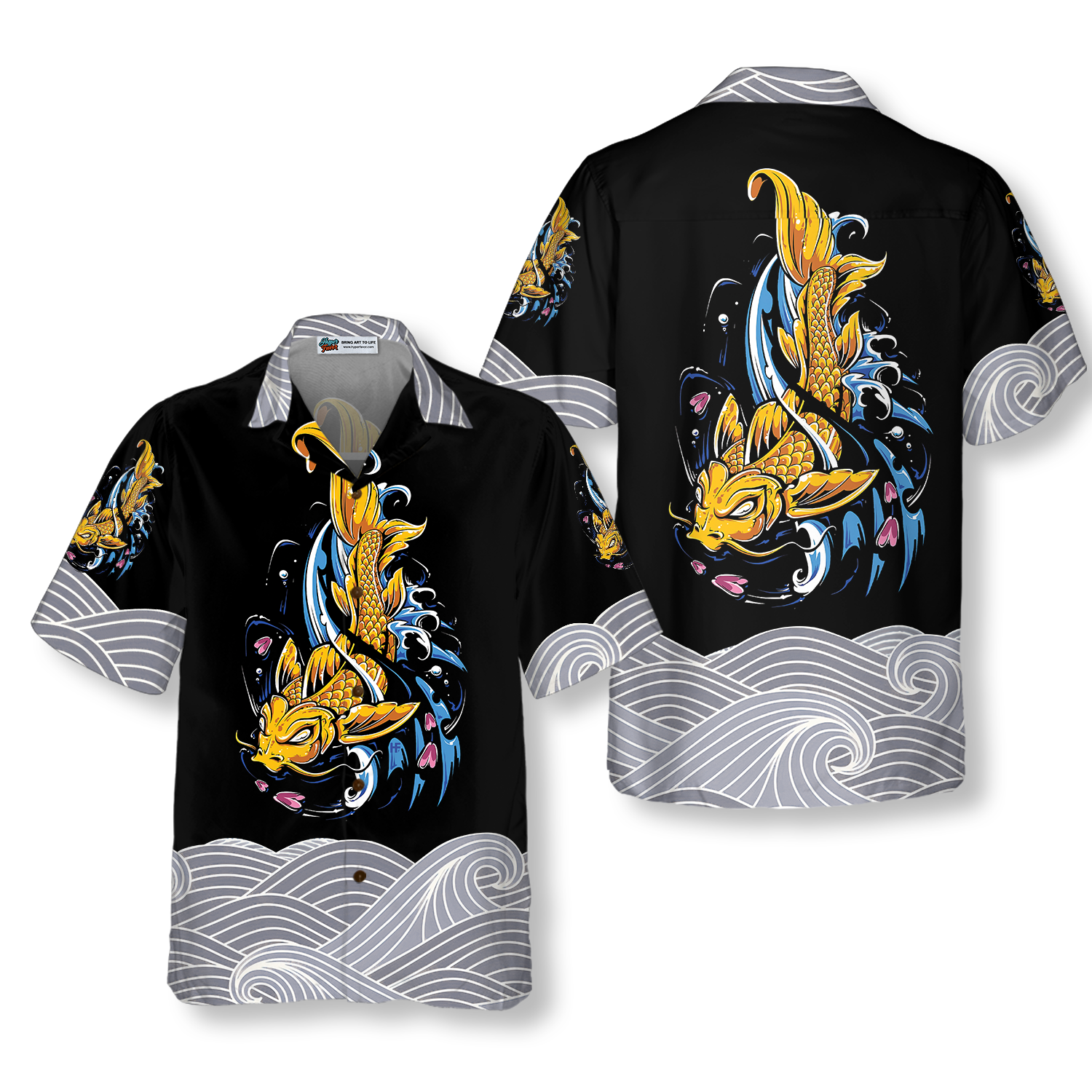 Koi Fish On Waves Hawaiian Shirt