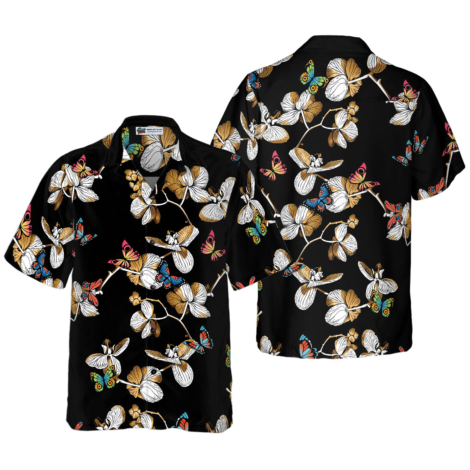 Floral Butterfly Pattern Hawaiian Shirt