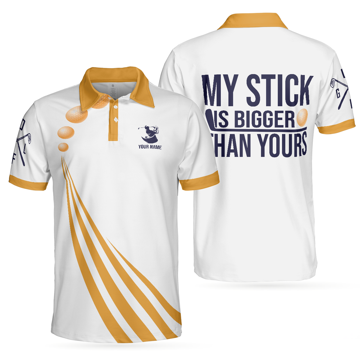 My Stick Is Bigger Than Yours Polo Shirt, Funny Golf Shirt For Golfers, Best Gift Idea For Male Players