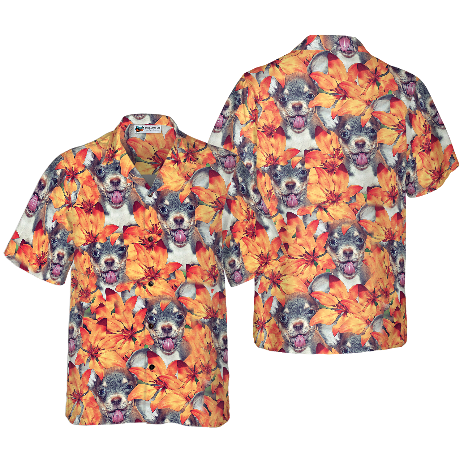 Chihuahua Puppies And Summer Flowers Hawaiian Shirt