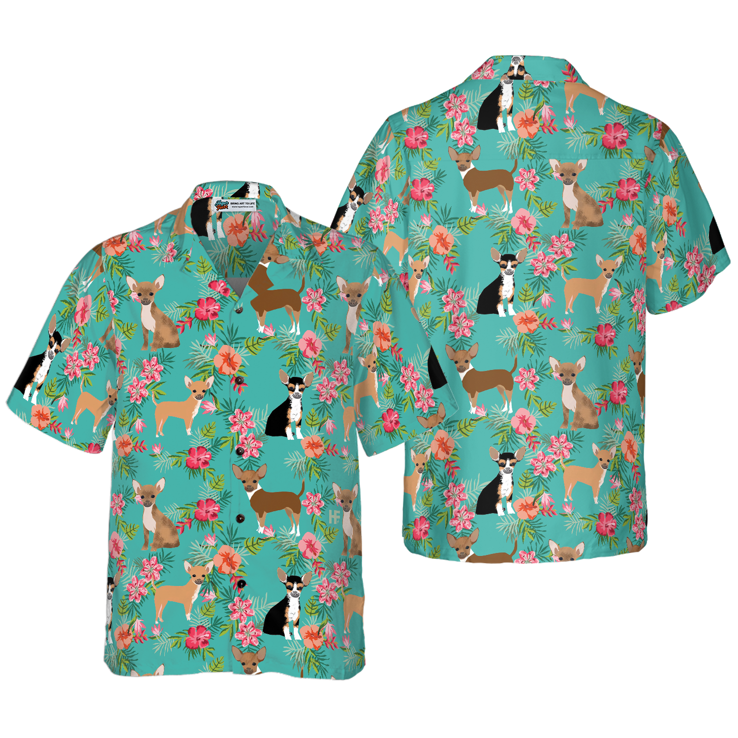 Hibiscus Floral Chihuahua Shirt For Men Hawaiian Shirt