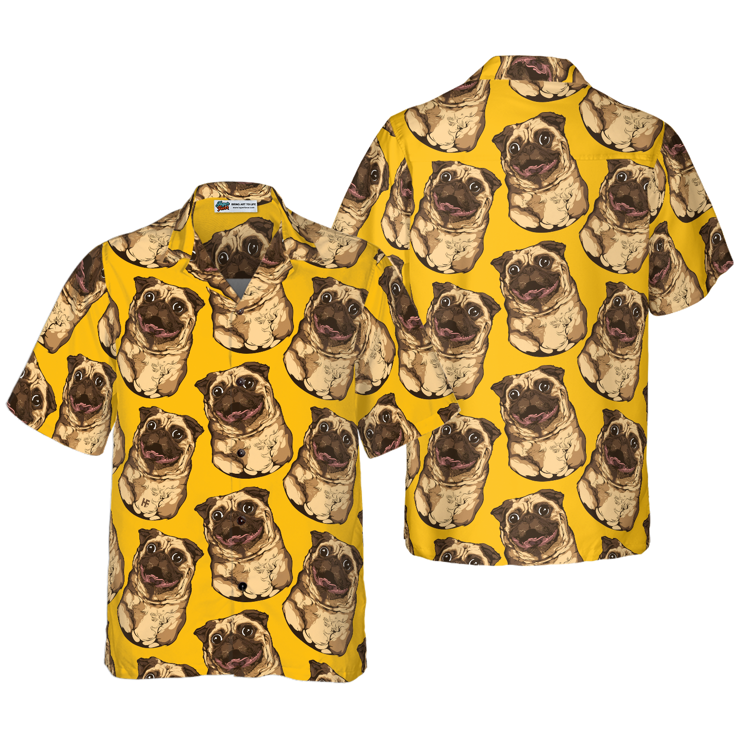 Cute Pugs Seamless Pattern Shirt For Men Hawaiian Shirt