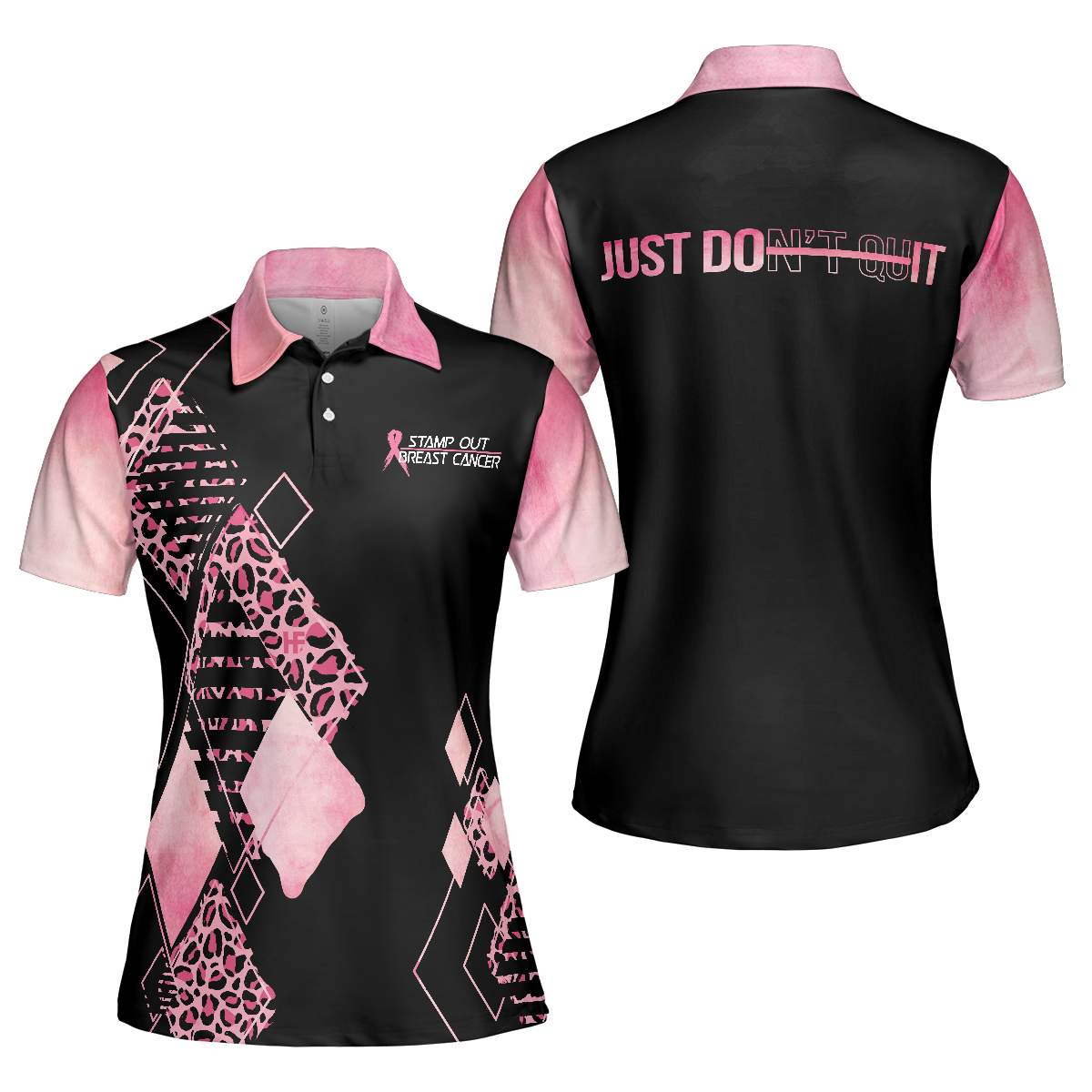 Just Don't Quit Breast Cancer Awareness Short Sleeve Women Polo Shirt, Pink Ribbon Polo Shirt For Ladies
