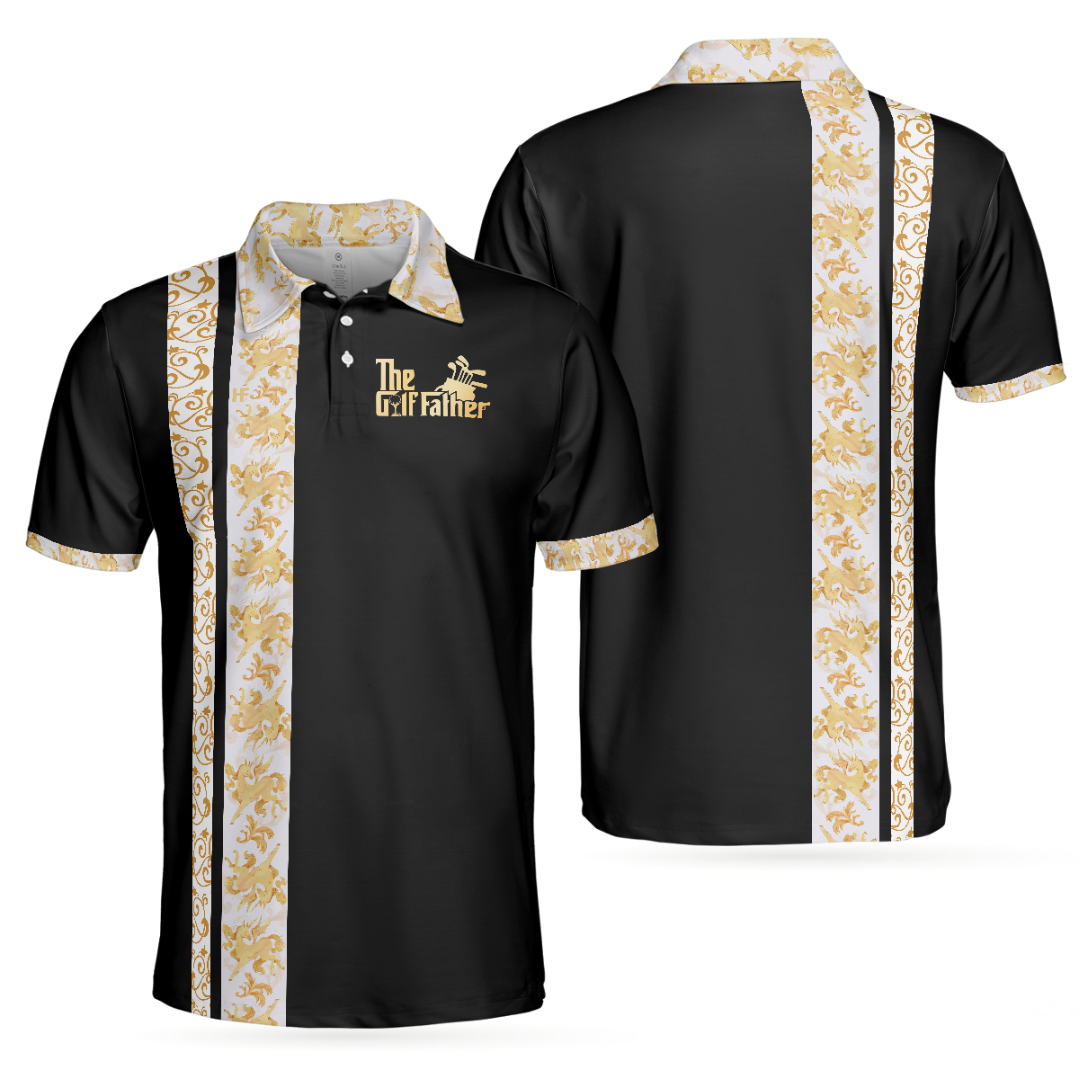 The Golf Father Polo Shirt, Black Timeless Golfing Shirt For Male Players, Best Golf Gift