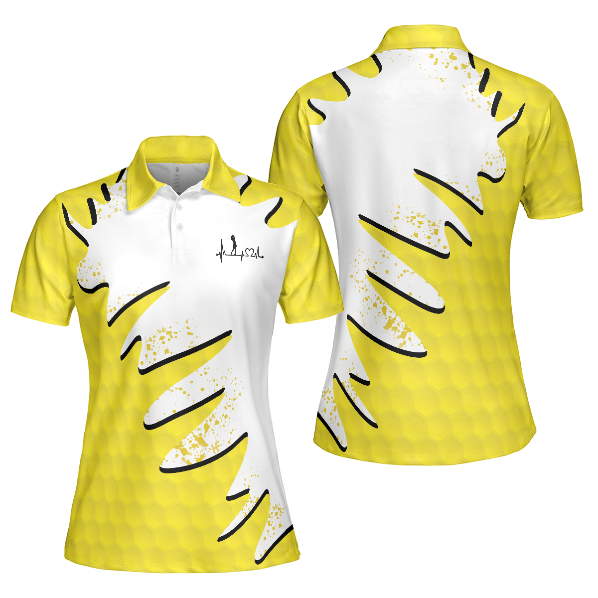 Sporty And Cutie Golf Girl Golf Short Sleeve Women Polo Shirt, White And Yellow Golf Shirt For Ladies