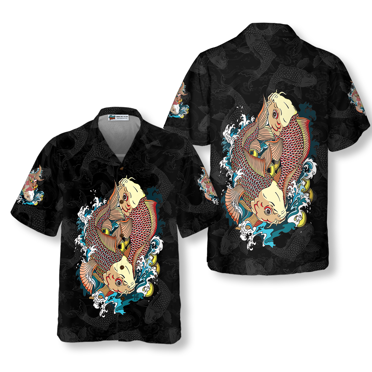 Japanese Carp Koi Gold Fishes Hawaiian Shirt