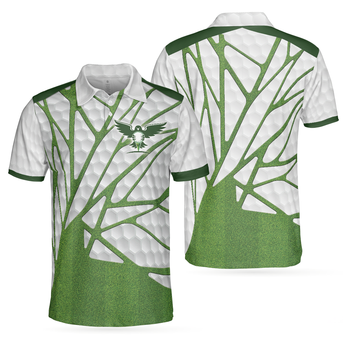Birdie Chaser Golfer Golf Polo Shirt, White and Green Birdie Golfing Shirt For Men, Best Golf Gift for Golfers