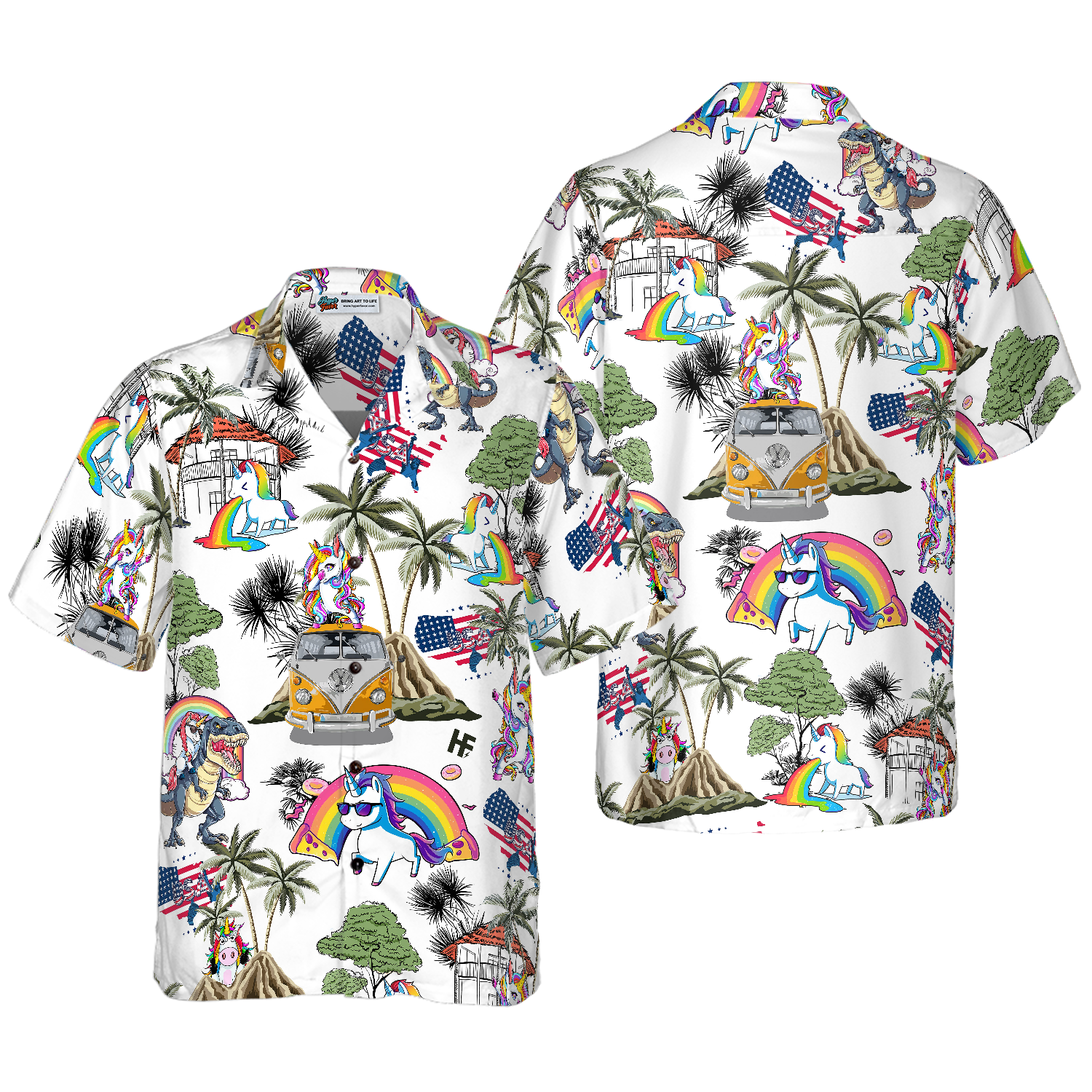 Unicorn American Flag Hawaiian Shirt