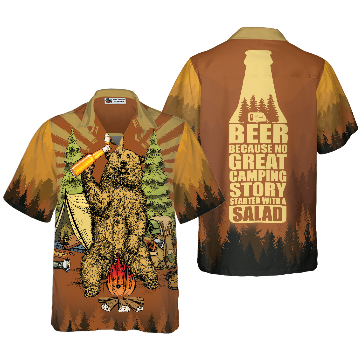 Beer Because No Great Campers Story With A Salad Hawaiian Shirt