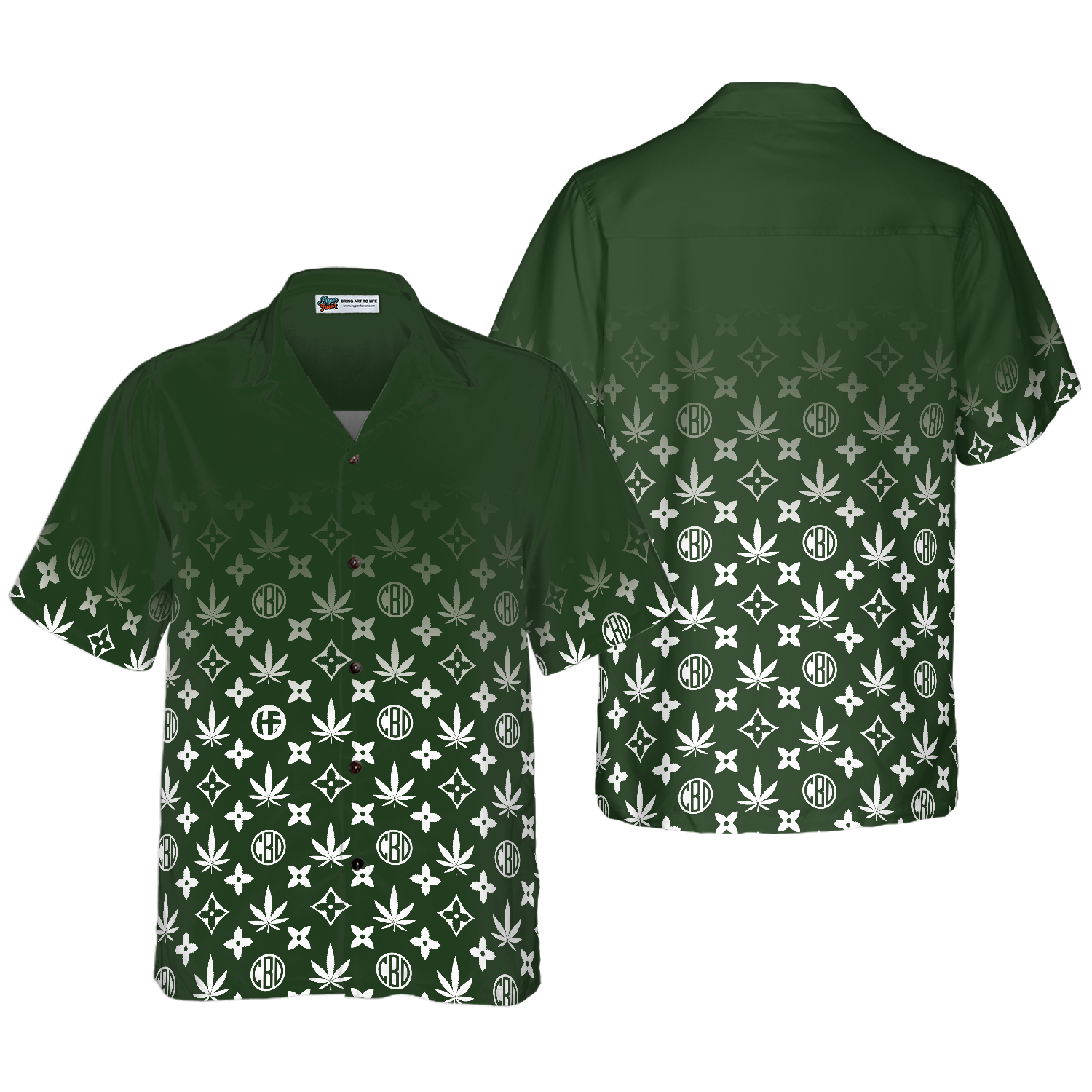 Gradient Marijuana Pattern Shirt For Men Hawaiian Shirt