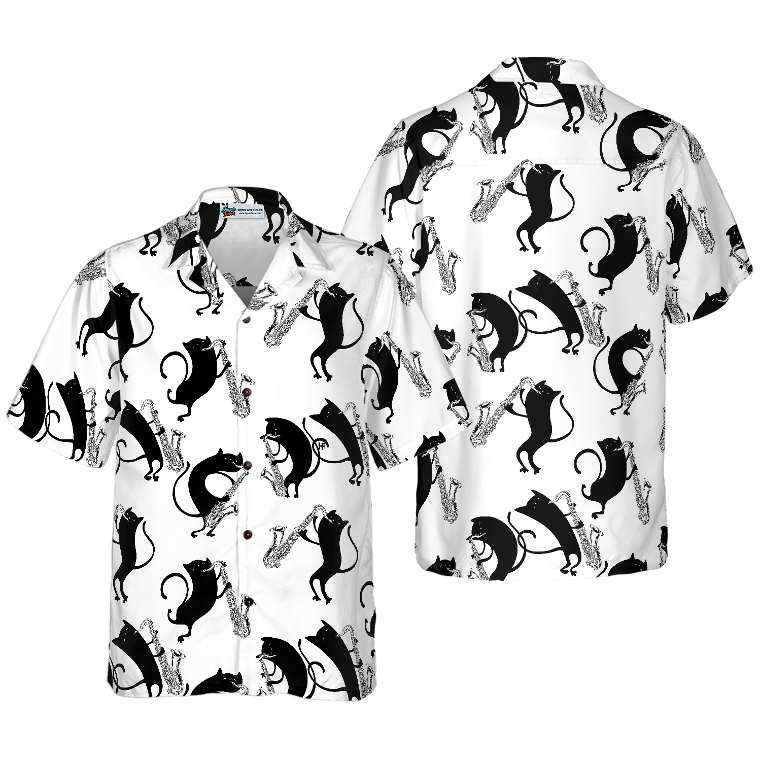 Cats Play Saxophone Hawaiian Shirt