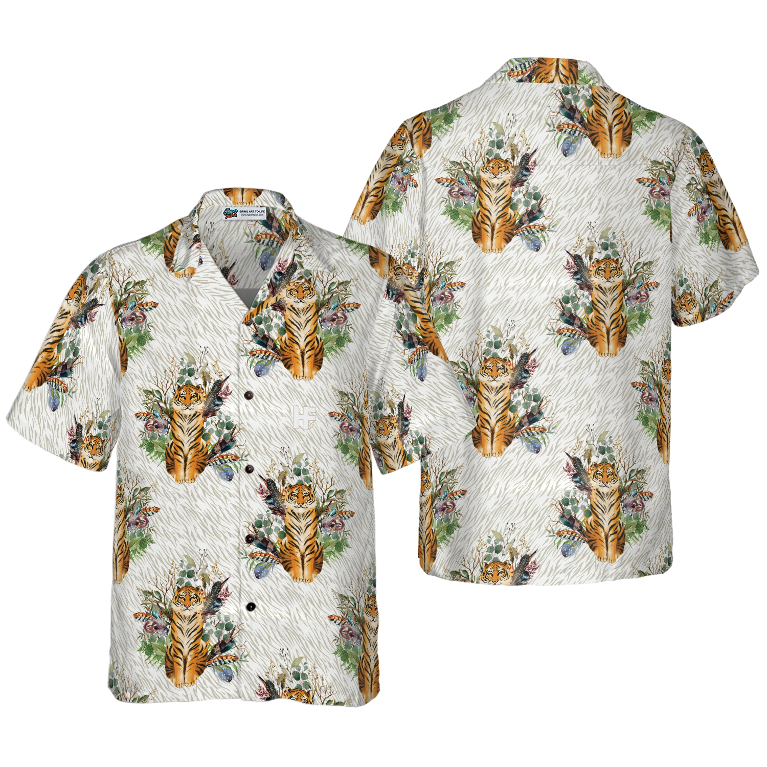 Floral Boho Tiger Shirt For Men Hawaiian Shirt