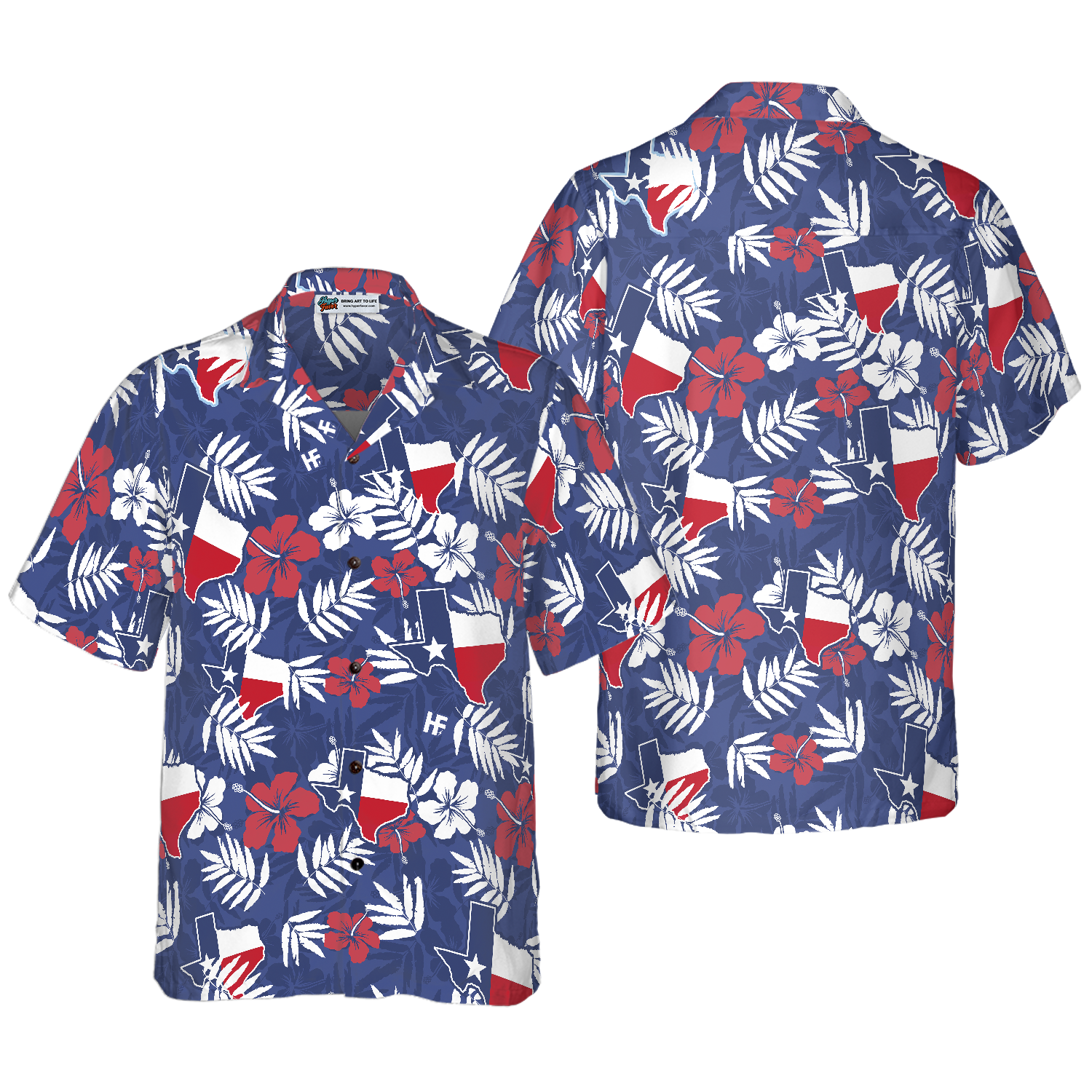 Texas Flag Tropical Seamless Pattern USA Hawaiian Shirt